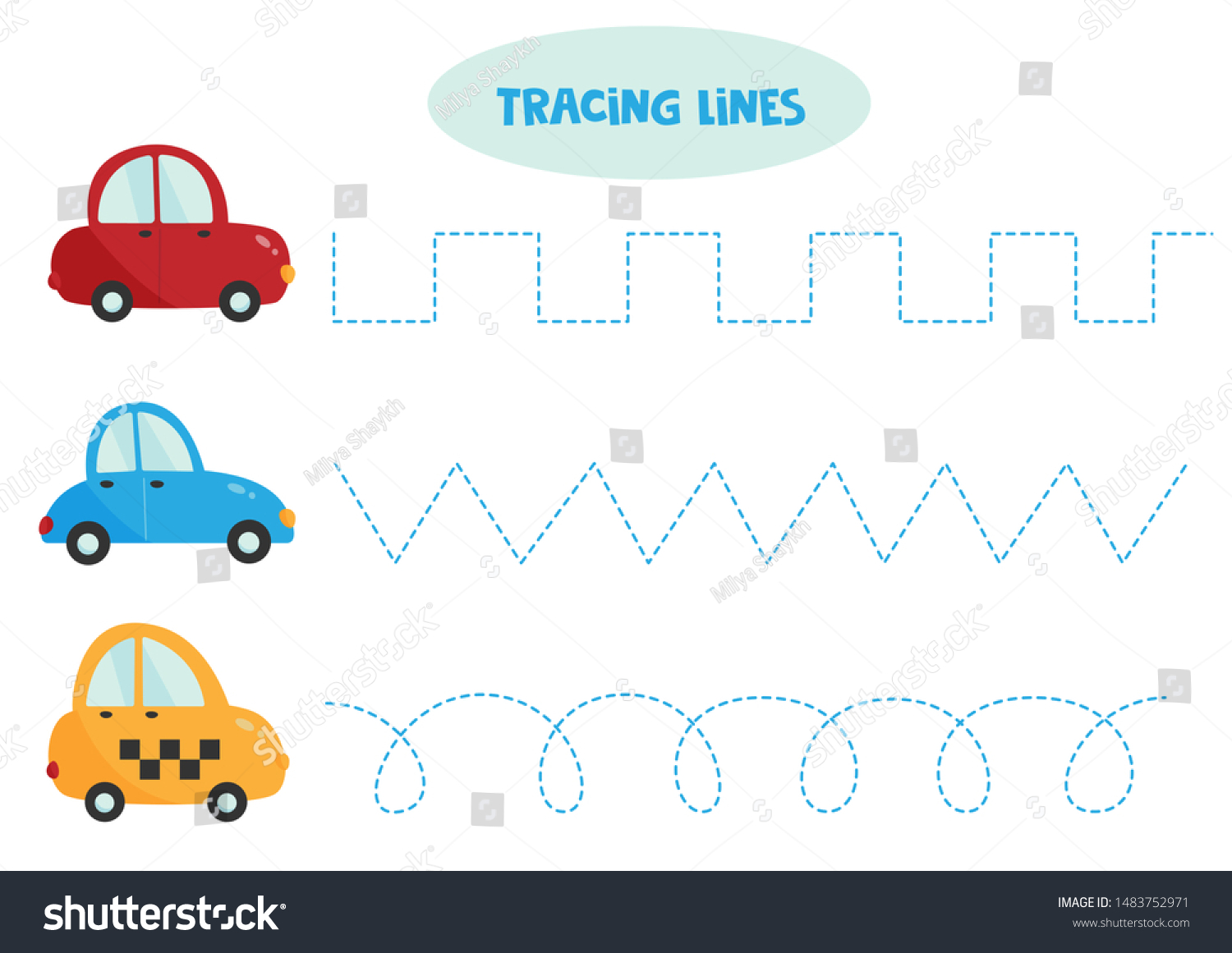 tracing lines kids preschool worksheet trace stock vector royalty free 1483752971 shutterstock