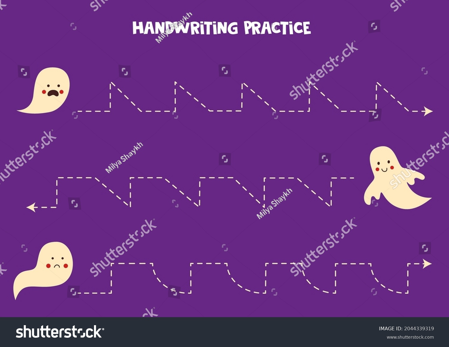 Tracing Lines Kids Cute Ghosts On Stock Vector (Royalty Free
