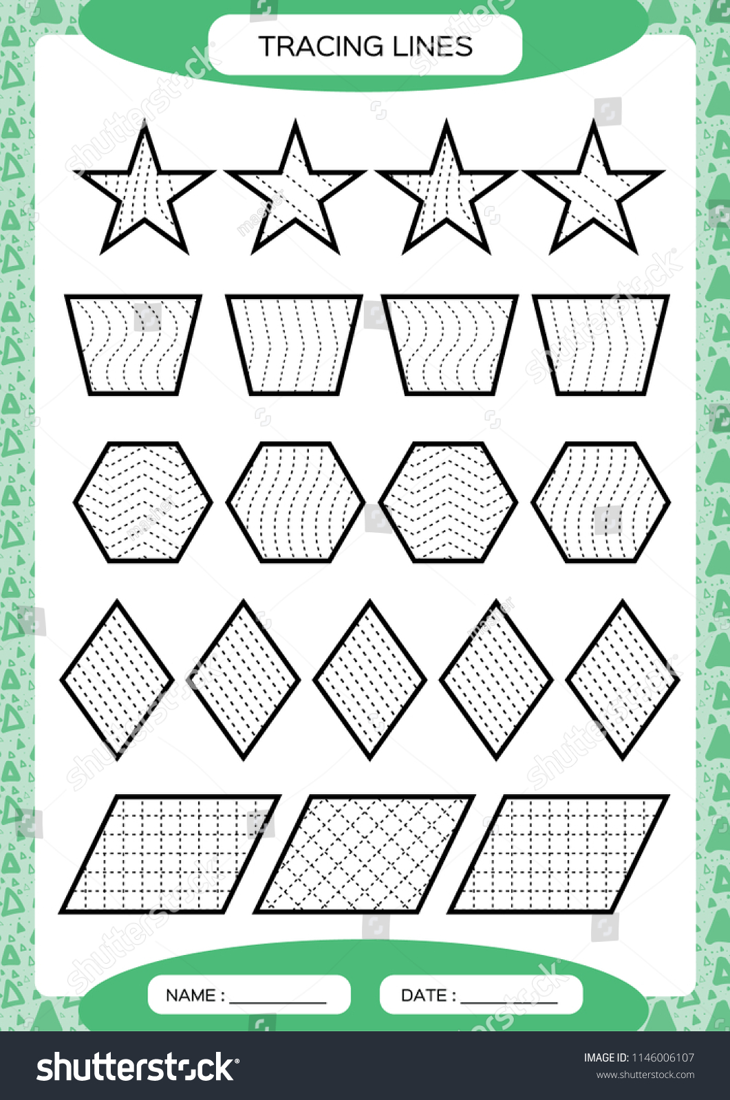 tracing lines kids education preschool worksheet stock vector royalty free 1146006107 shutterstock