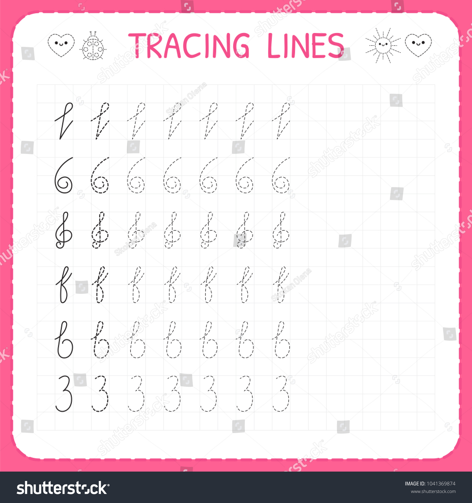 worksheet Vector Worksheets tracing lines worksheet kids trace pattern stock vector 2018 for the basic writing preschool or