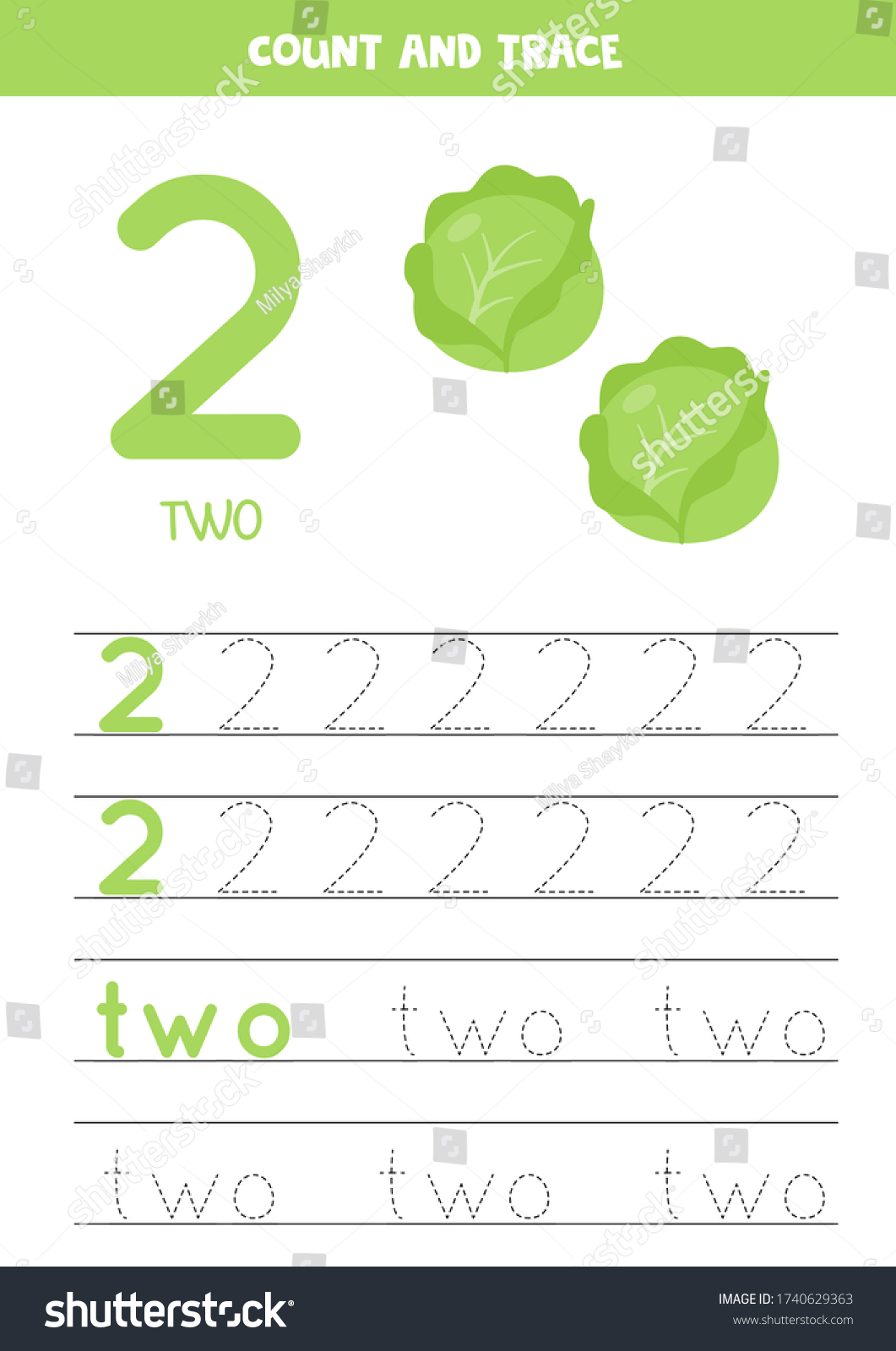 Tracing Number 23 Word Two Handwriting Stock Vector (Royalty Free