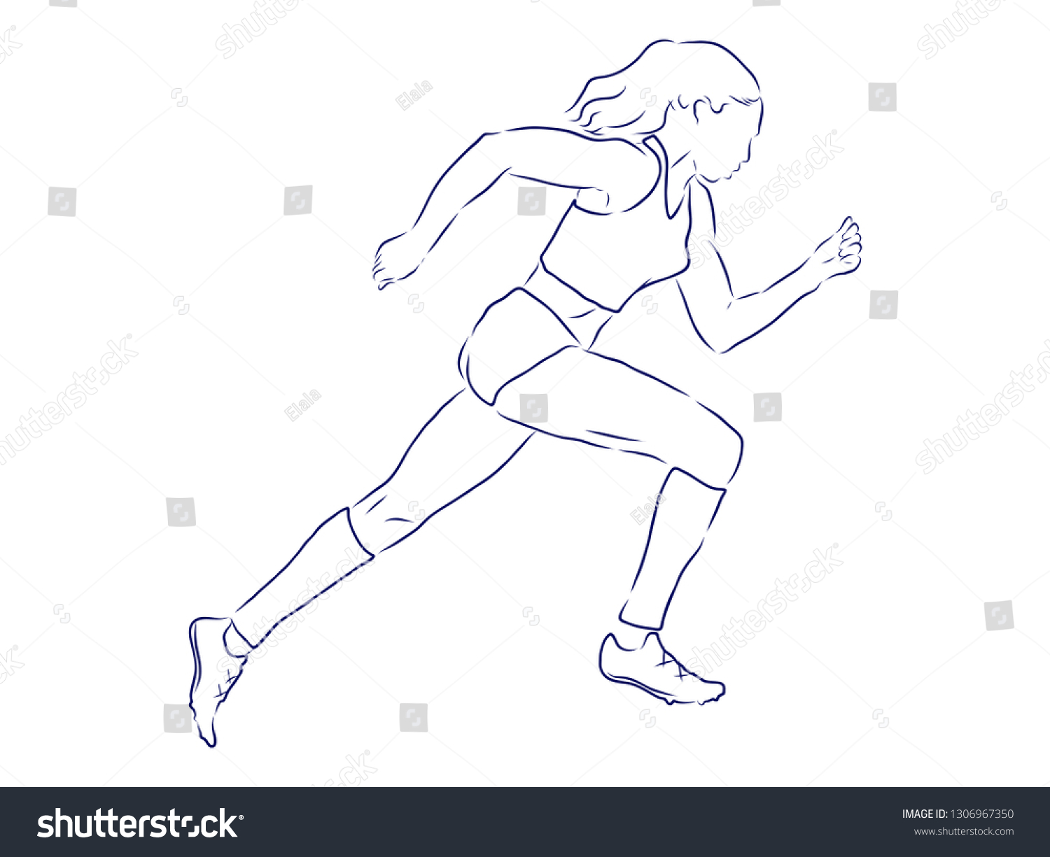 Track Field Athlete Runner Contour Vector Stock Vector (Royalty Free ...