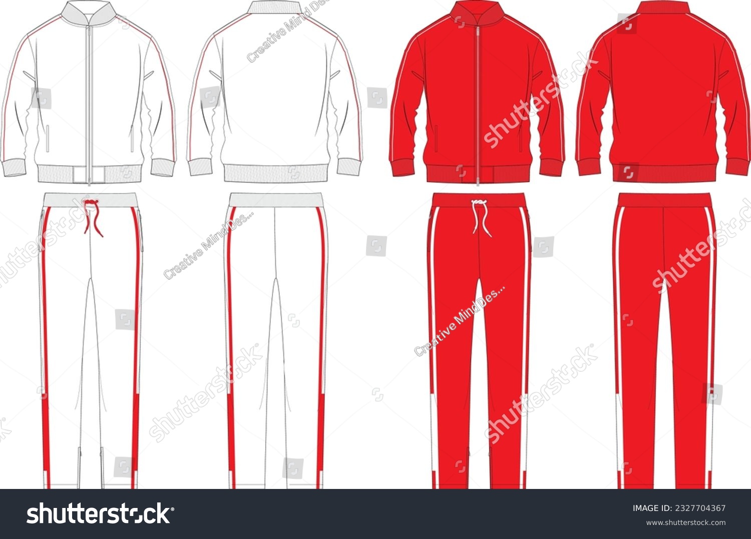 SVG of Tracksuit Fashion Flat Template Editable svg