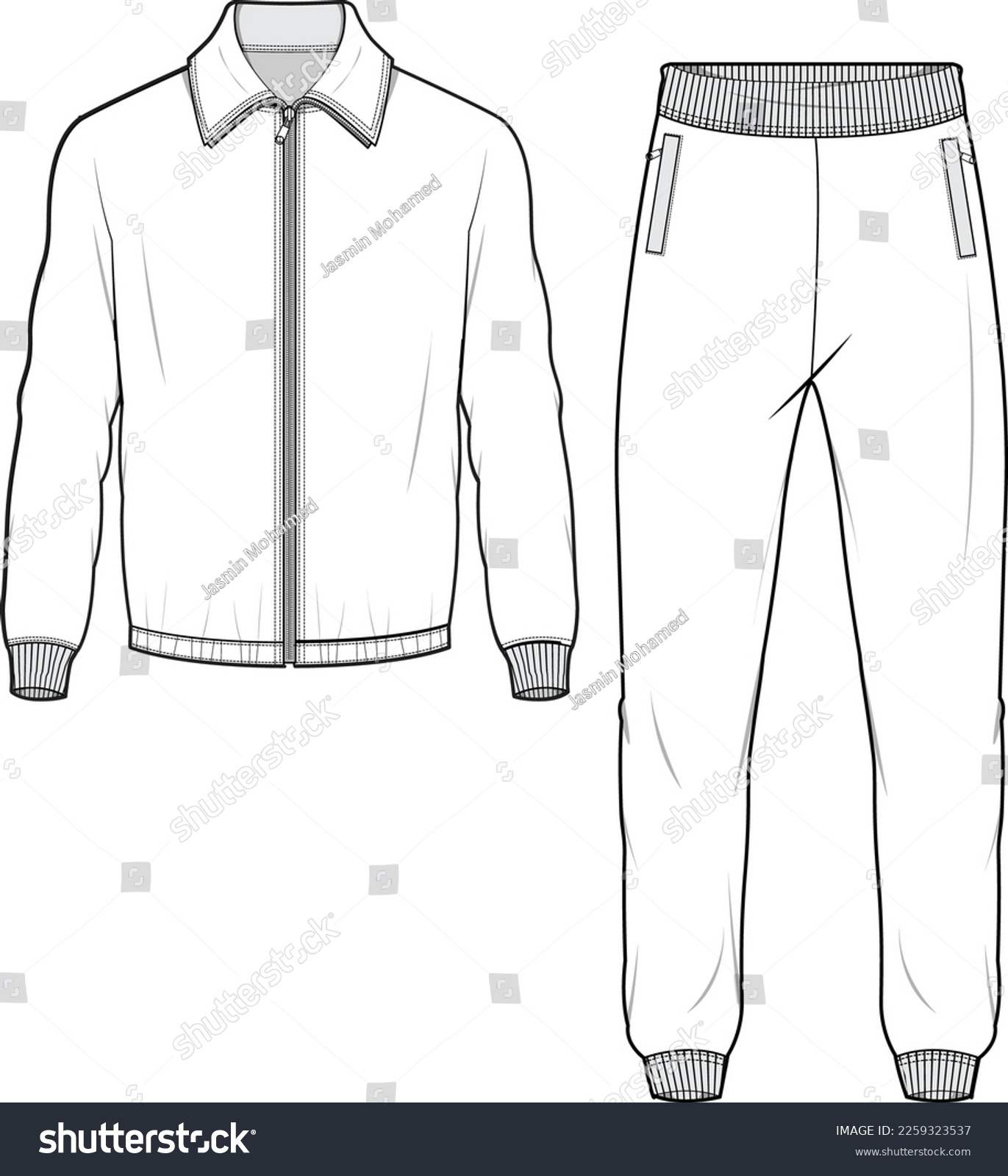 SVG of Tracksuit Fashion Illustration, Vector, CAD, Technical Drawing, Flat Drawing, Template, Mockup.	 svg