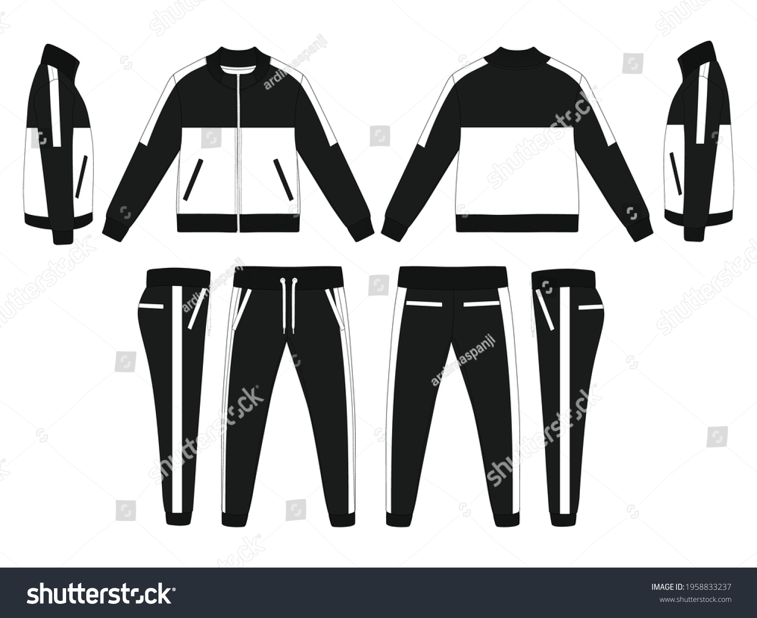 SVG of Tracksuit, Modern and Minimalist Style Design, Black and White, Commercial Use svg