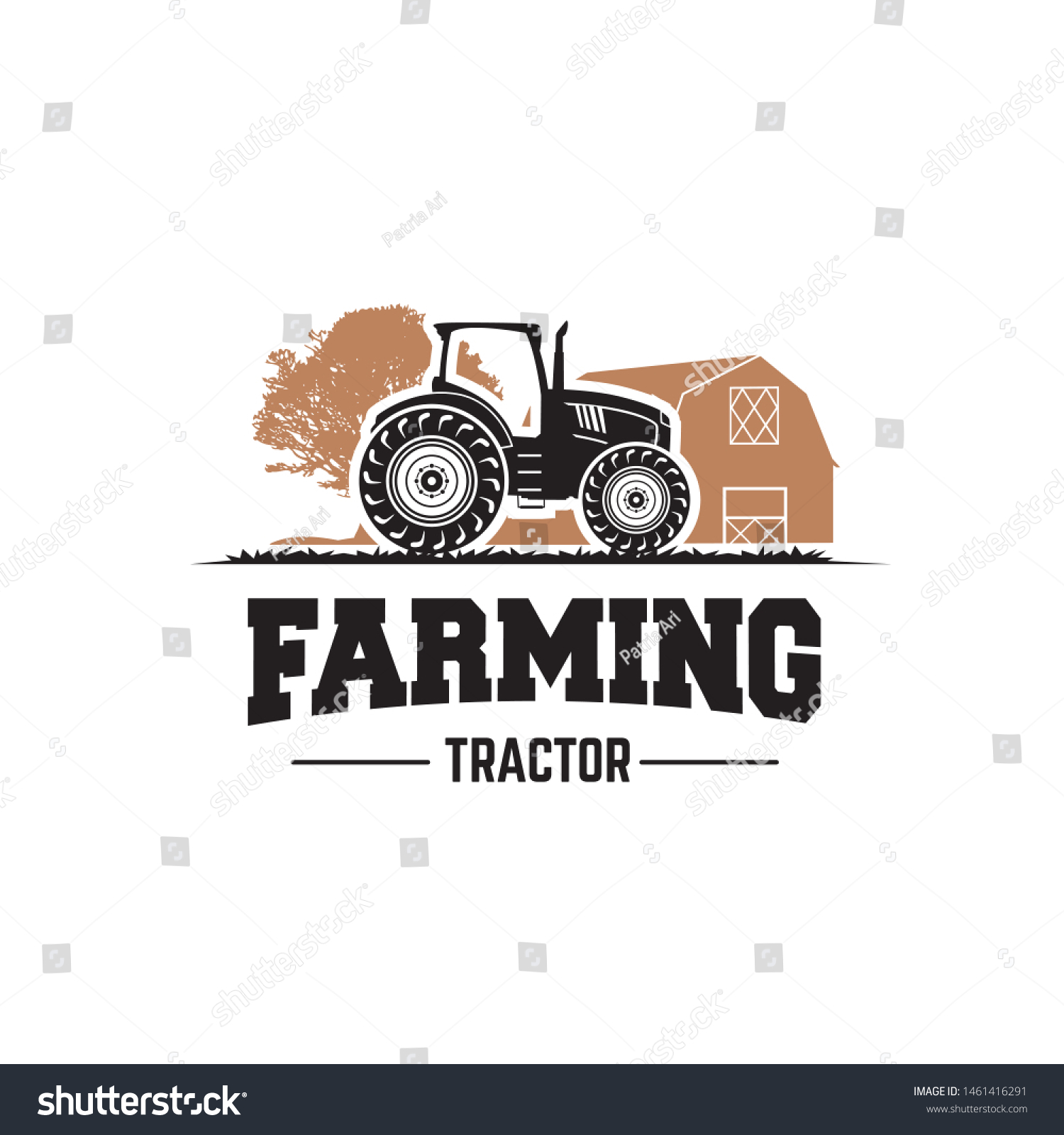 Tractor Graphic Barn Tree Illustration Farm Stock Vector (Royalty Free ...