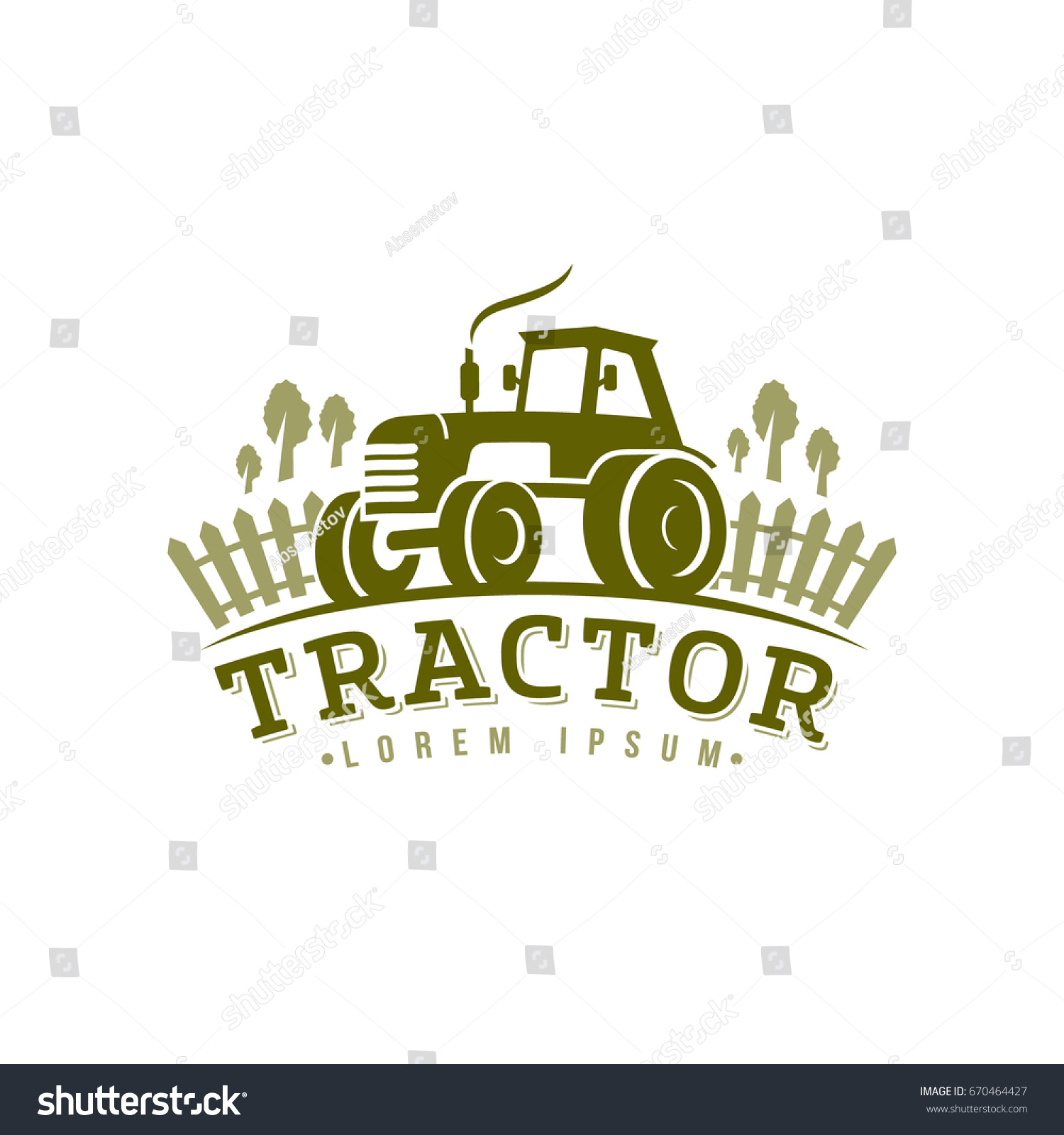 Tractor Logo Icon Emblem On White Stock Vector (Royalty Free) 670464427
