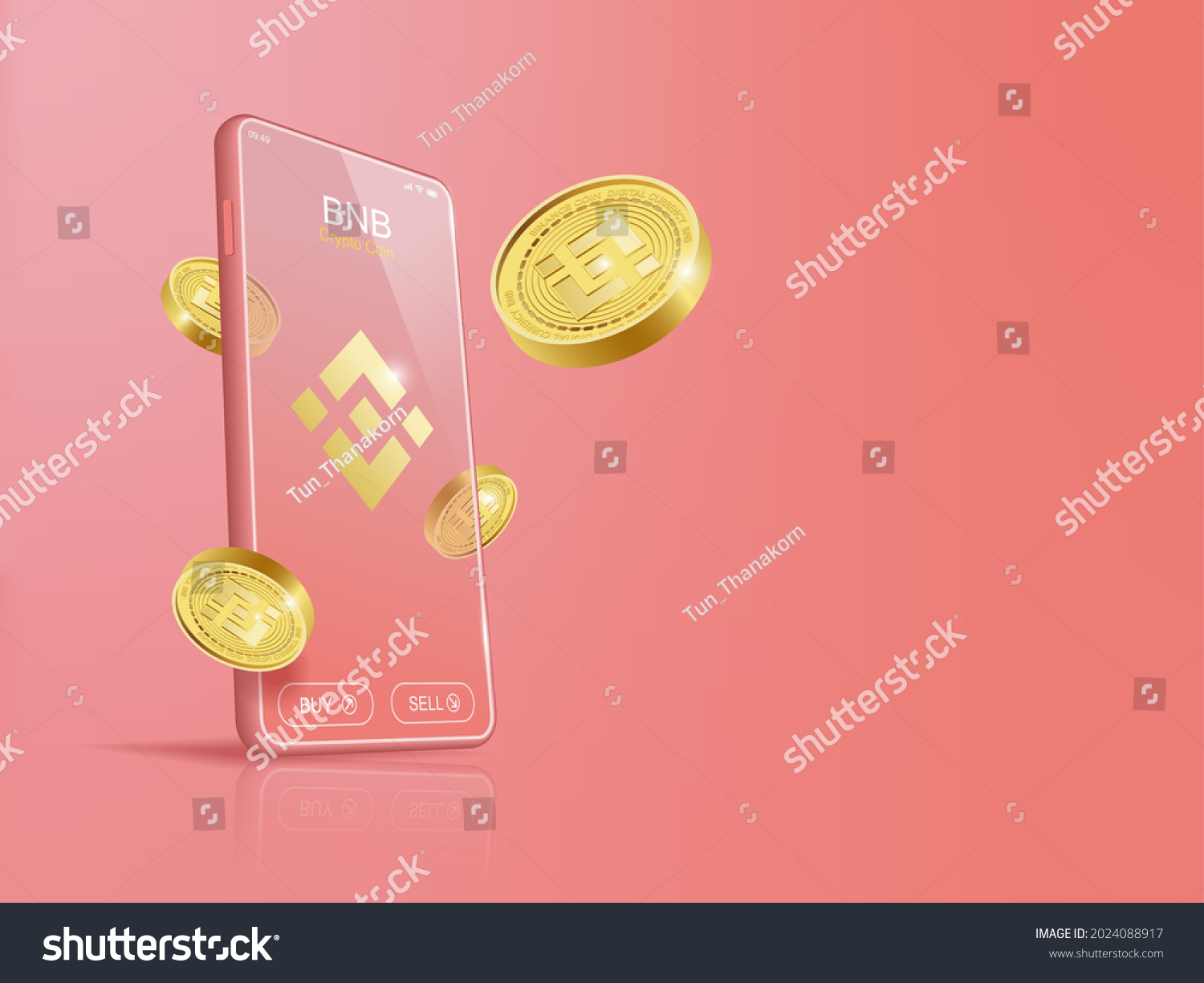 SVG of Trade Binance (BNB) on mobile through the system Cryptocurrency. Perspective Illustration about Crypto Coins. svg