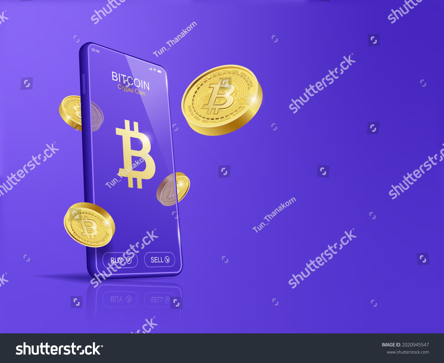 SVG of Trade Bitcoin (BTC) on mobile through the system Cryptocurrency. Perspective Illustration about Crypto Coins. svg