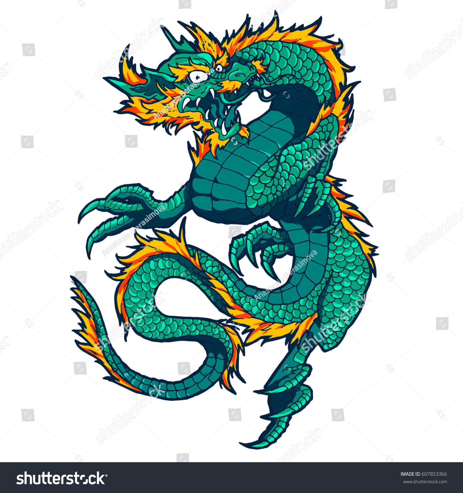 Traditional Asian Dragon Vector Illustration Isolated Stock Vector ...