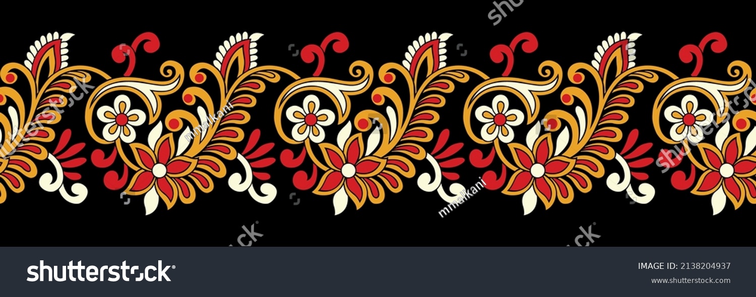 Traditional Asian Paisley Border Design Stock Vector Royalty Free