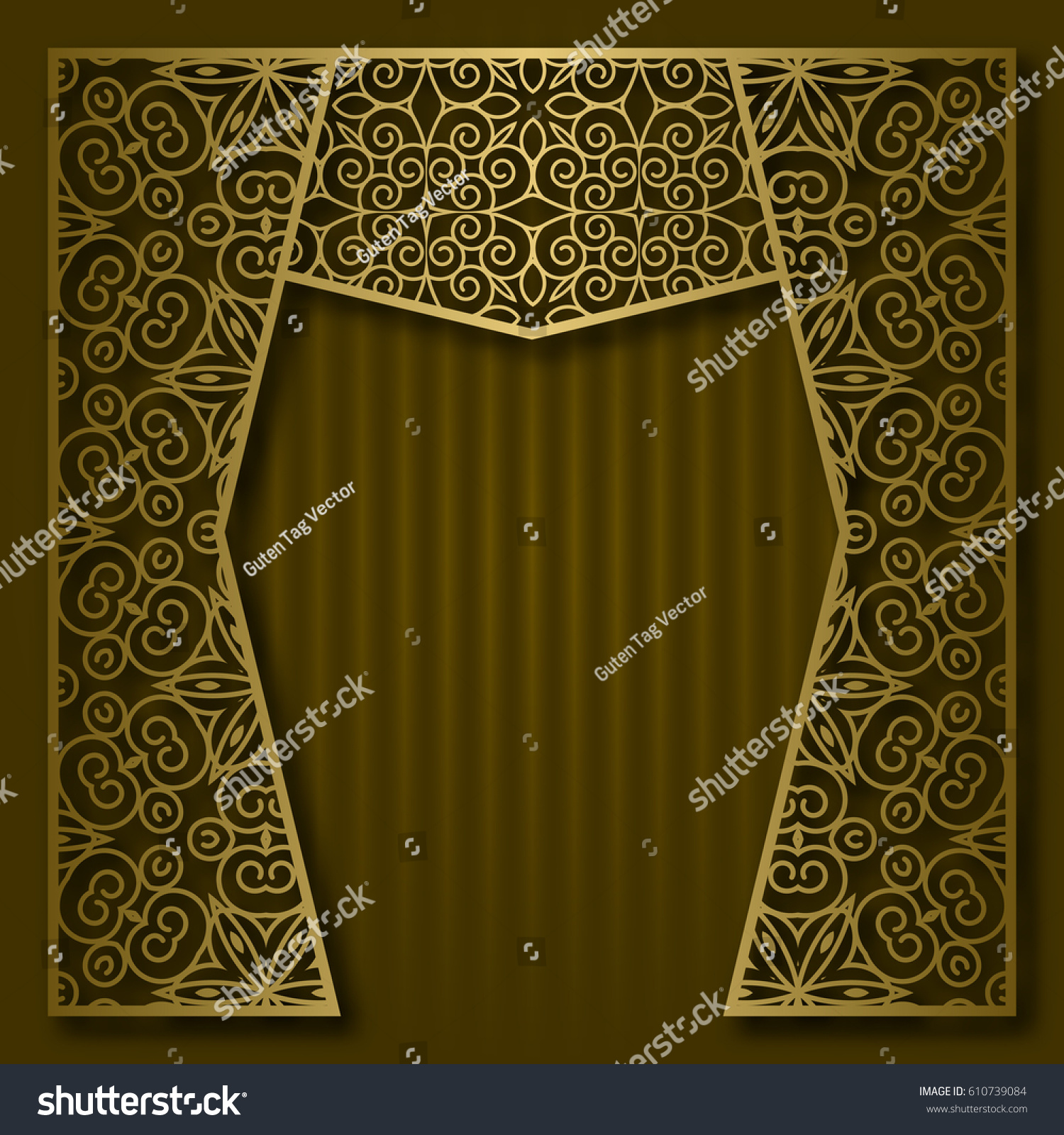 Traditional Background Golden Patterned Arched Frame: vector de stock