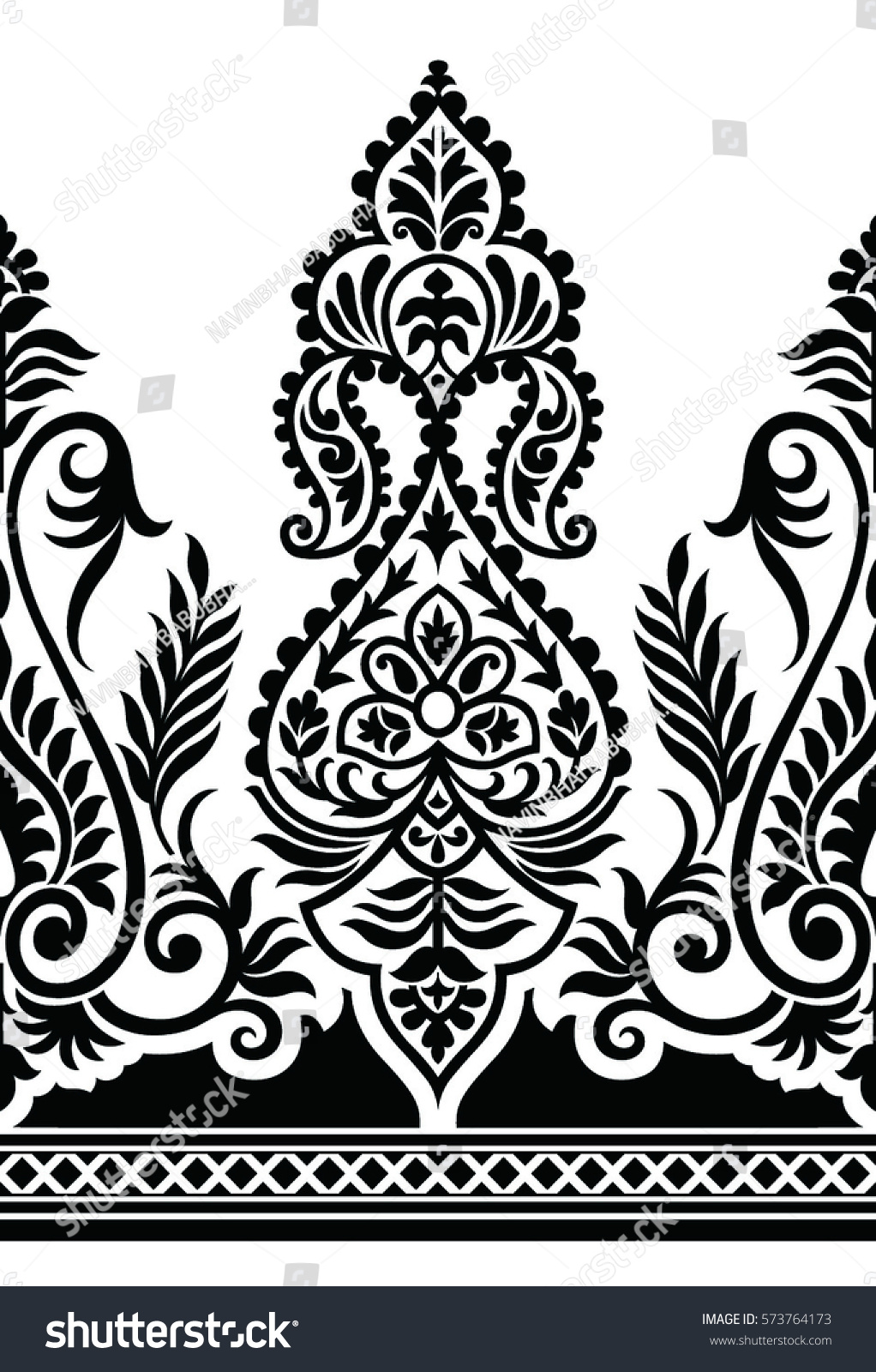 Traditional black and white indian motif