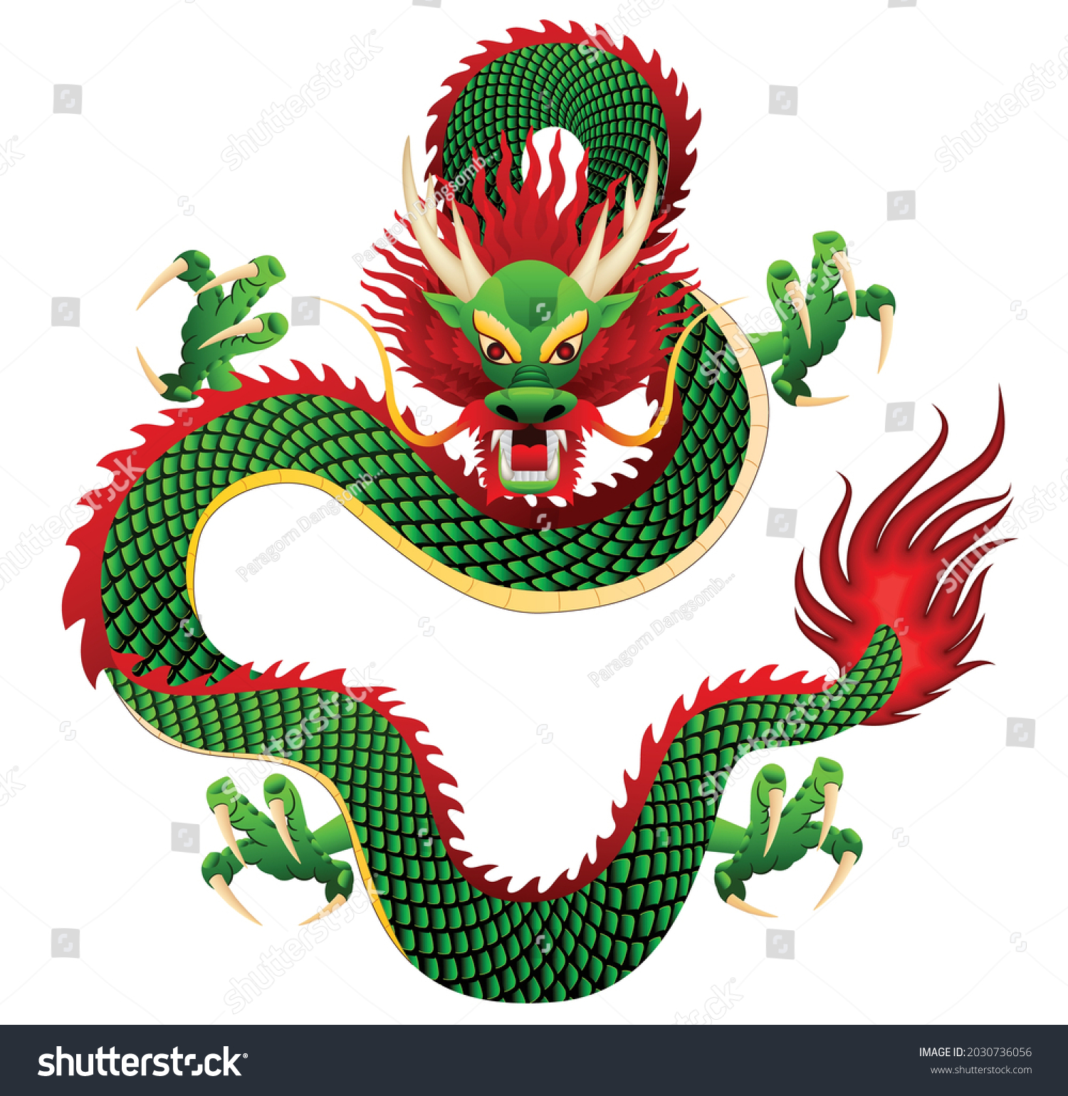 Traditional Chinese Dragon Isolated On White Stock Vector (Royalty Free ...