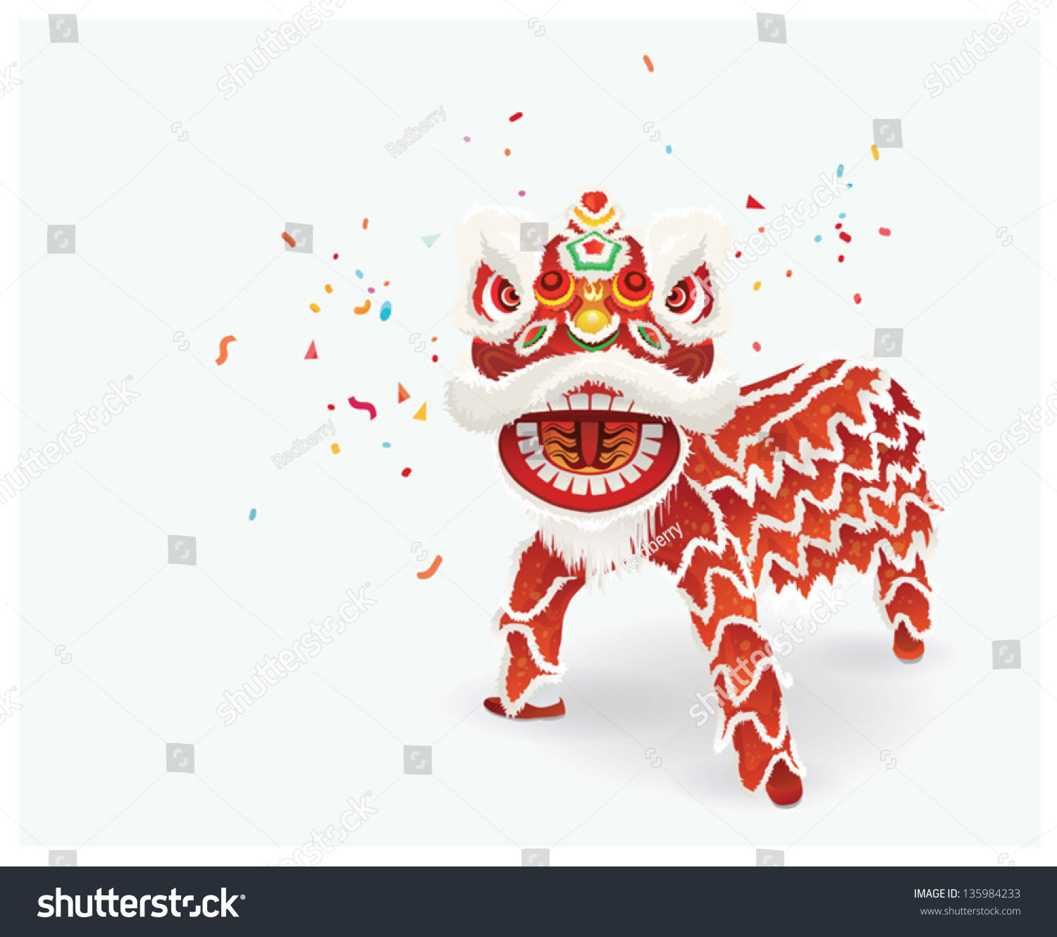 Traditional Chinese Lion Dance Festival Background Stock Vector Royalty Free 135984233