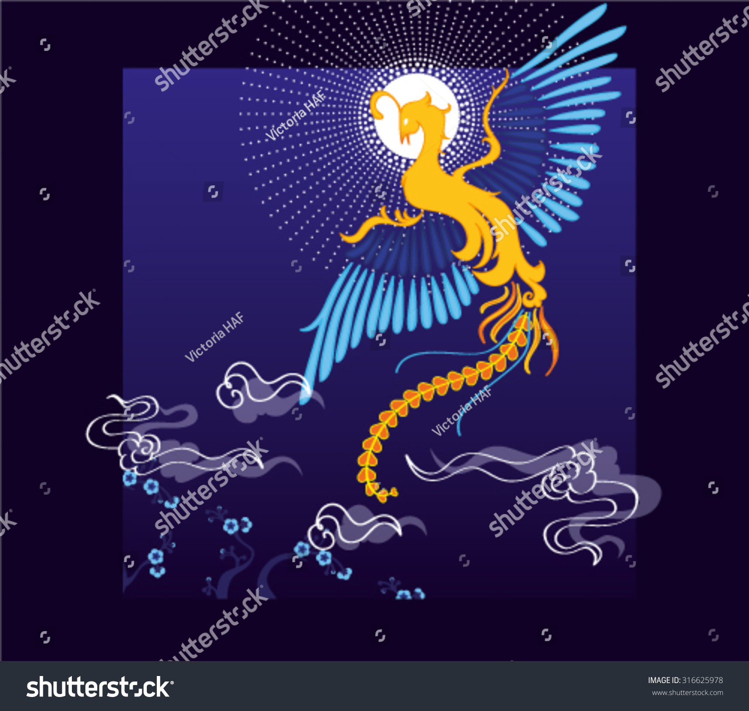 Traditional Chinese Phoenix Vector Background Stock Vector Royalty