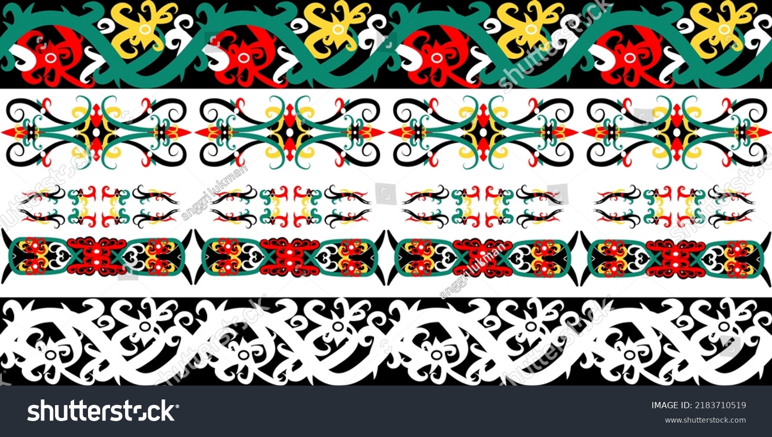 Traditional Dayak Tribe Kalimantan Tengah Seamless Stock Vector Royalty Free