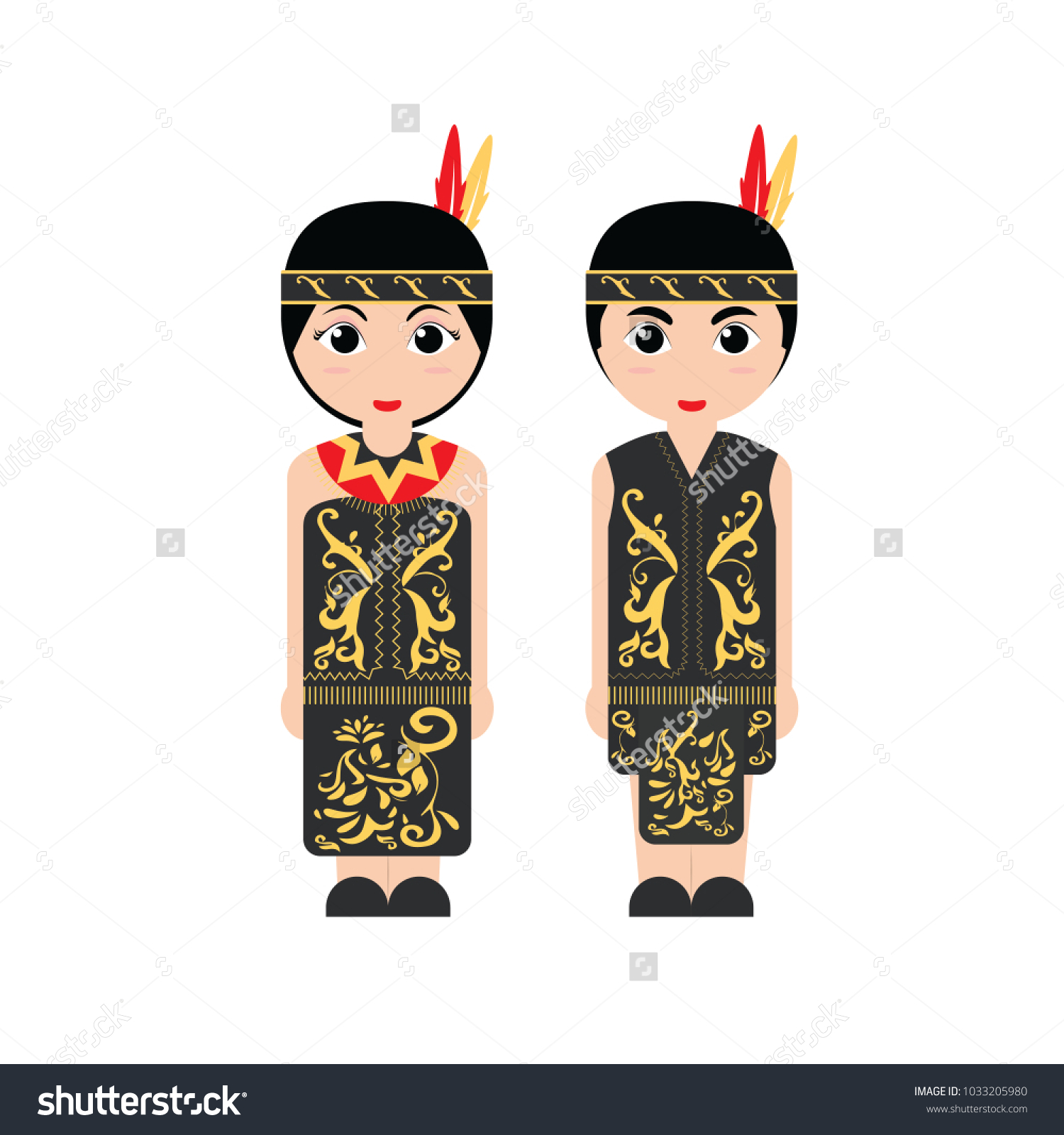 Traditional Dress Kalimantan Indonesia Stock Vector (Royalty Free ...