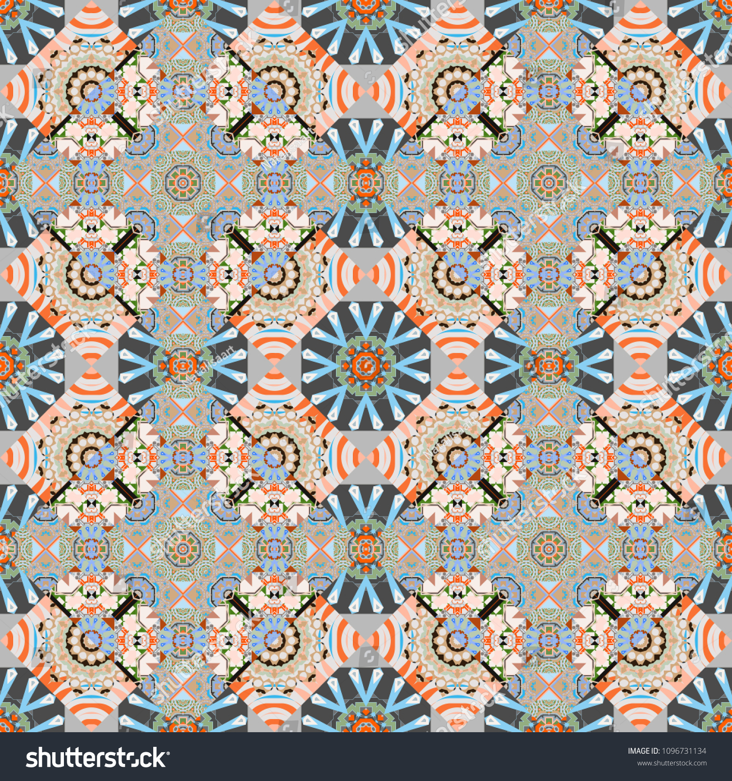 Traditional Ethnic Background In Gray, Blue And Beige Colors Vector Traditional Ethnic Background In Gray, Blue And Beige Colors Vector