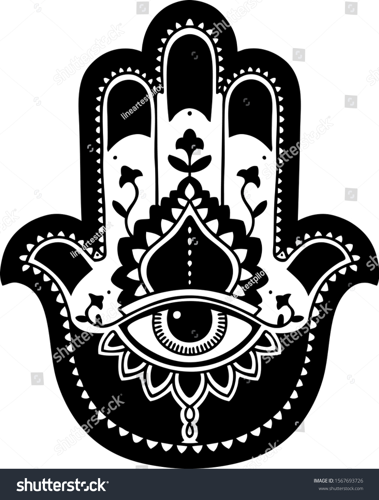 Traditional Evil Eye Ward Hamza Tattoo Stock Vector (Royalty Free ...