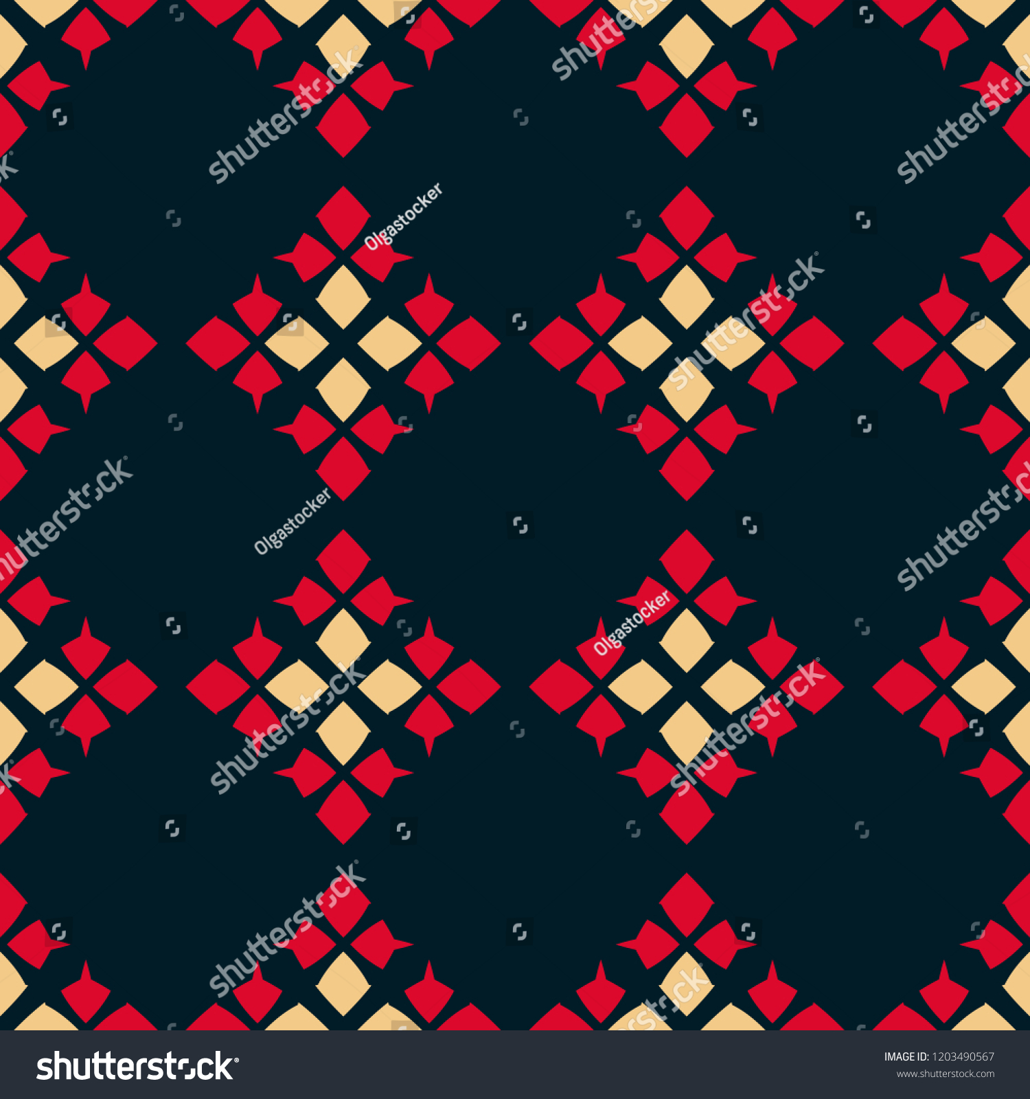 SVG of Traditional folk ornament. Vector geometric seamless pattern. Tribal ethnic motif. Ornamental texture with rhombuses, flower shapes, diamonds. Red, black and yellow colored background. Repeat design svg