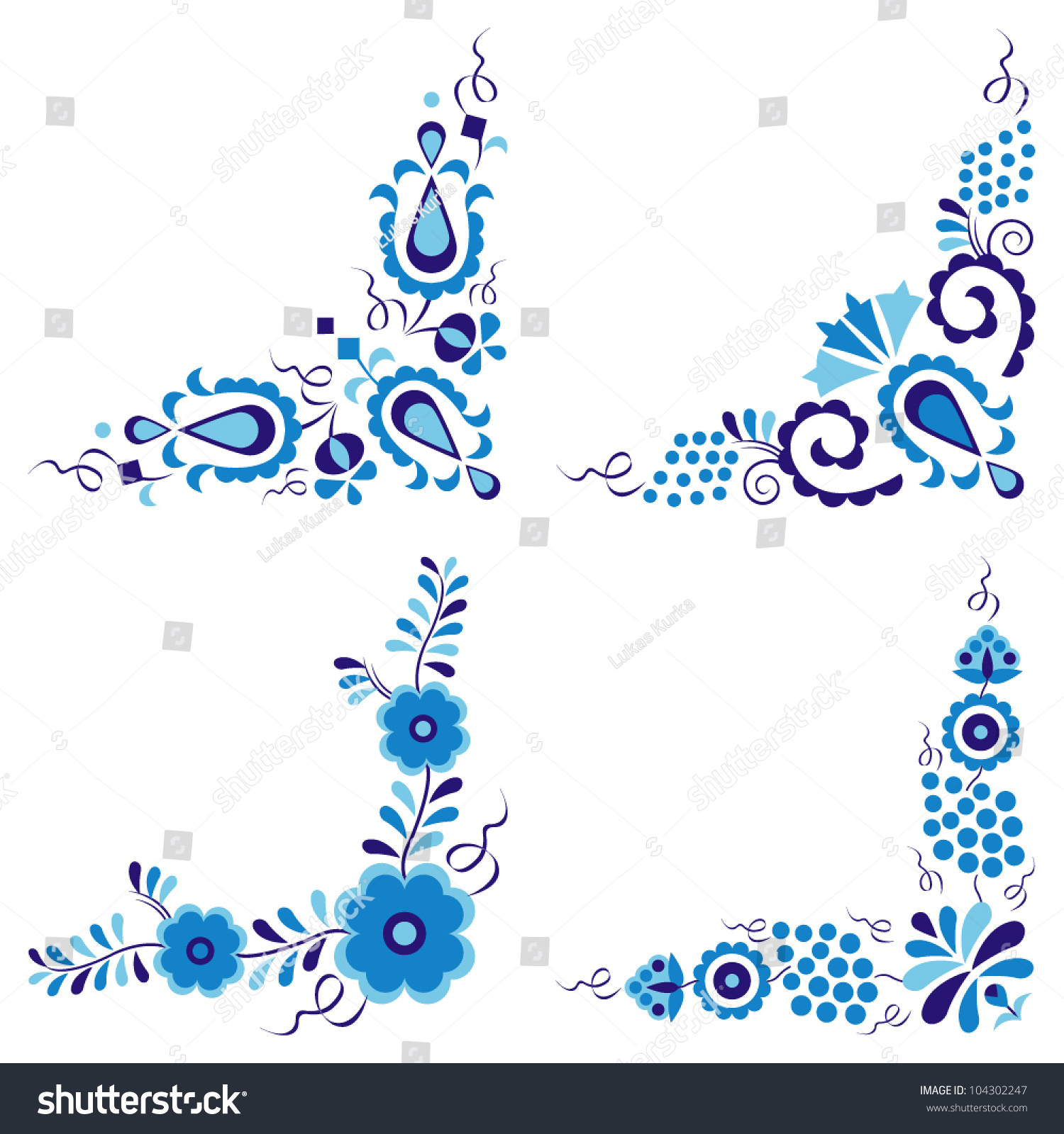 Traditional Folk Patterns Isolated On White Background Stock Vector ...