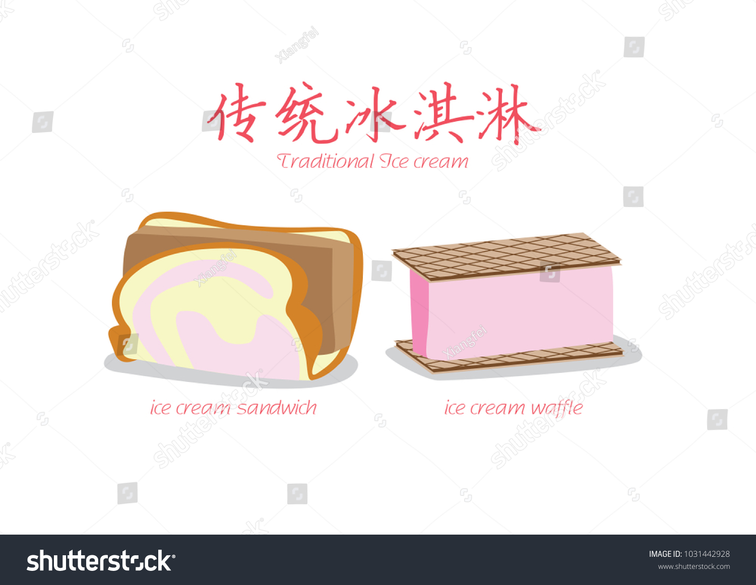 Traditional Ice Cream Sandwich Waffle Singapore Stock Vector Royalty Free
