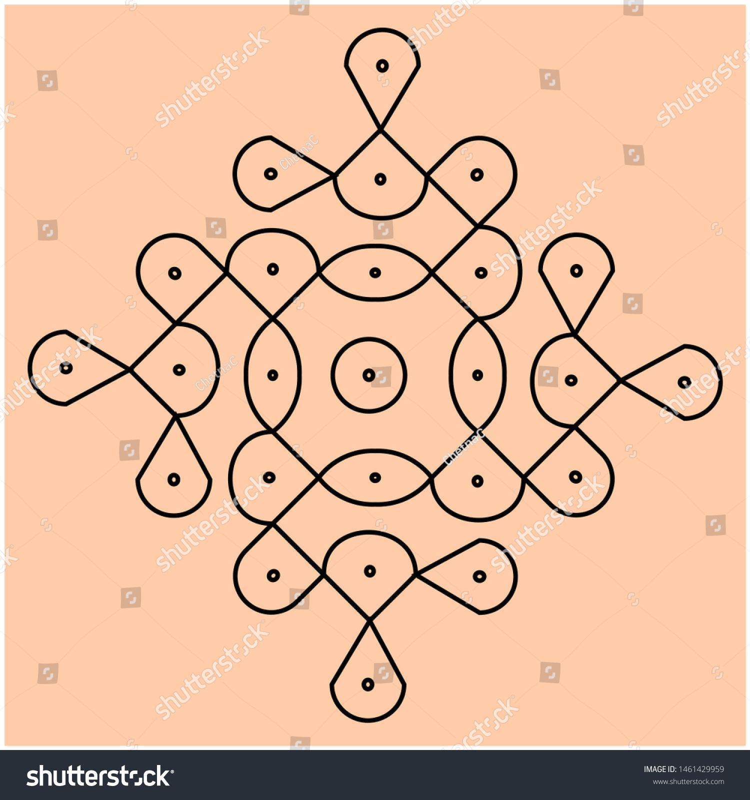 SVG of Traditional Indian folk art - known as rangoli, kolam, alpona, vector design  svg