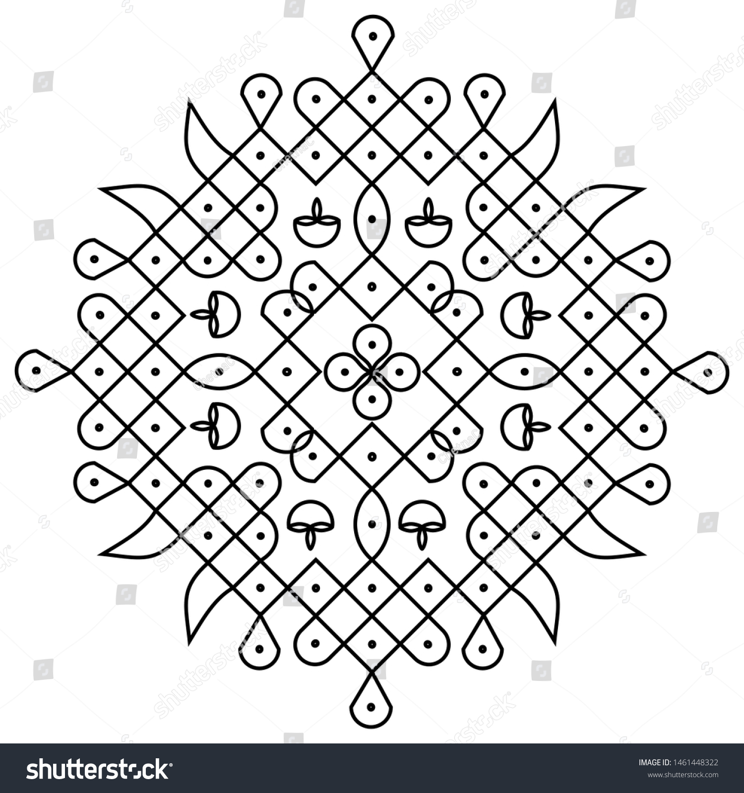 SVG of Traditional Indian folk art - known as rangoli, kolam, alpona, vector design  svg
