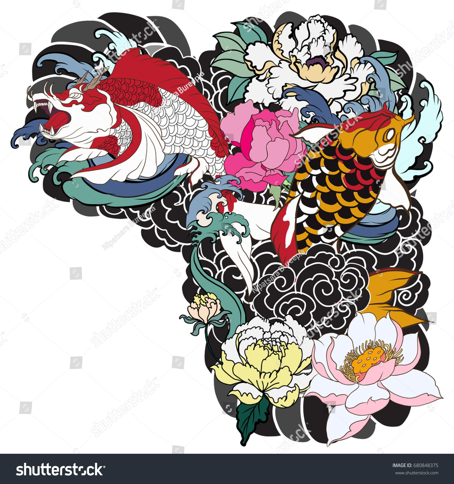 traditional japanese tattoo design upper arm stock vector traditional japanese tattoo design upper arm stock vector