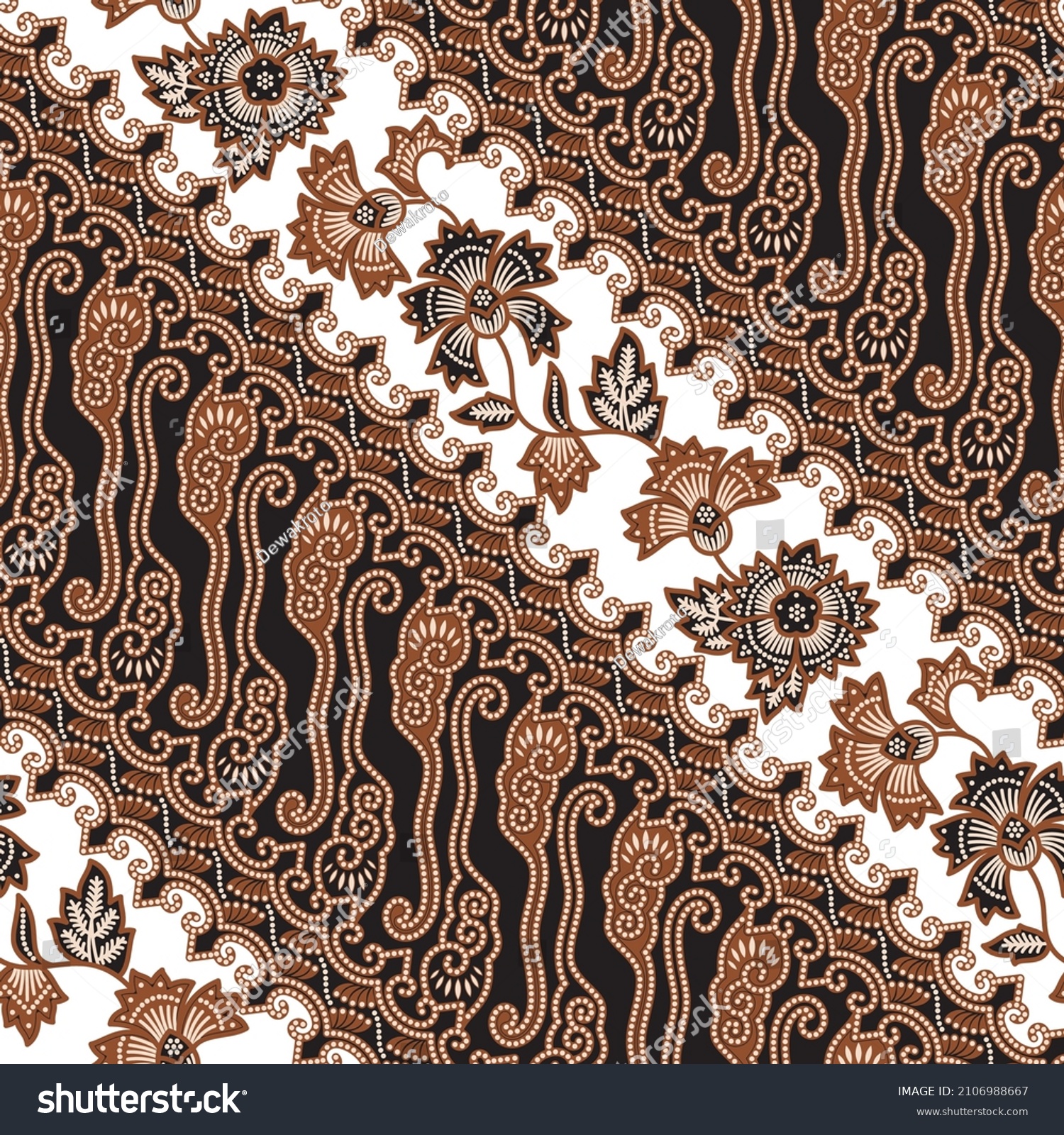 SVG of Traditional Javanese Batik, illustration of Parang and floral pattern in dark and light style, version 002.
Batik Jawa tradisional, gaya ilustrasi perpaduan dari motif Parang dan kembang, versi 002. svg