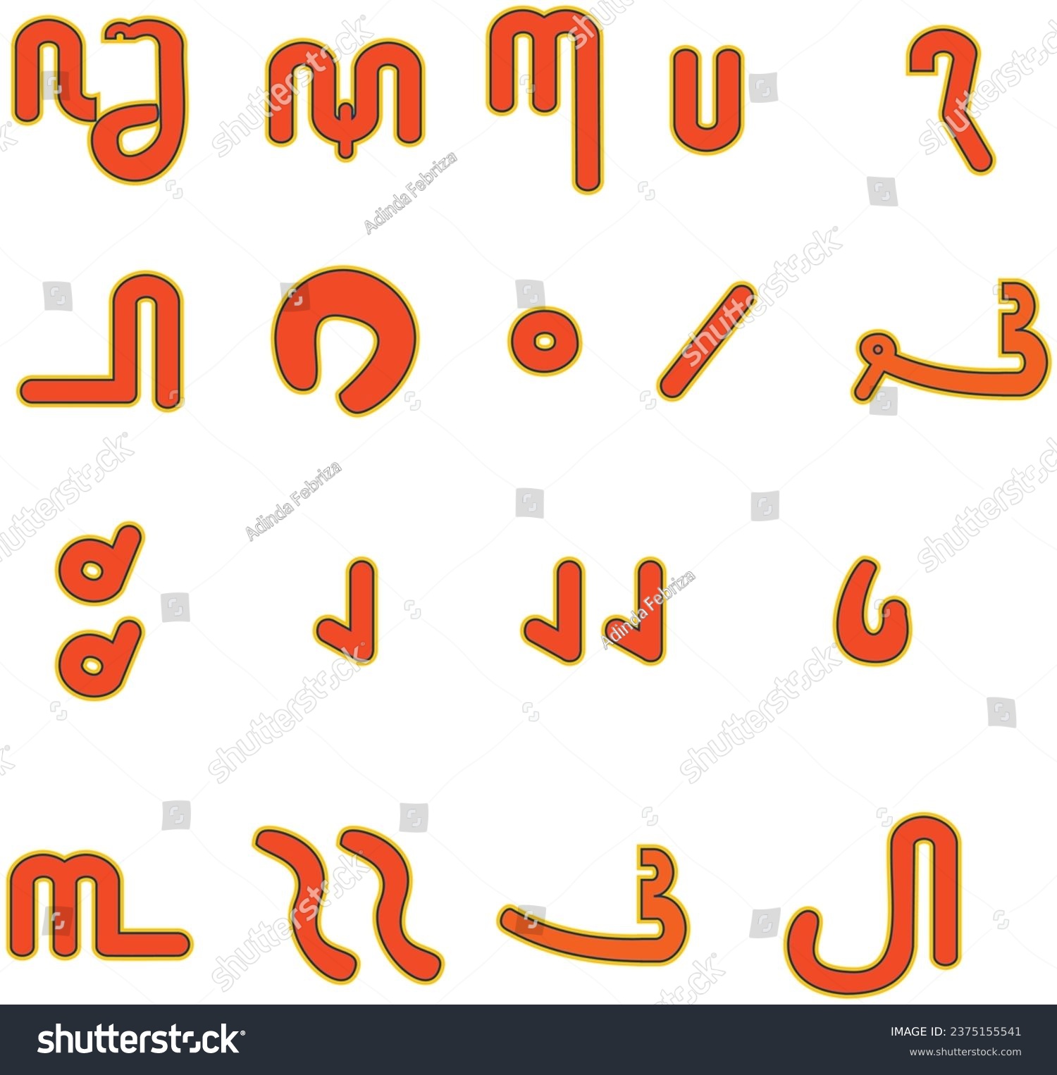SVG of Traditional Javanese Font.Aksara Jawa Hanacaraka with Cute Style svg