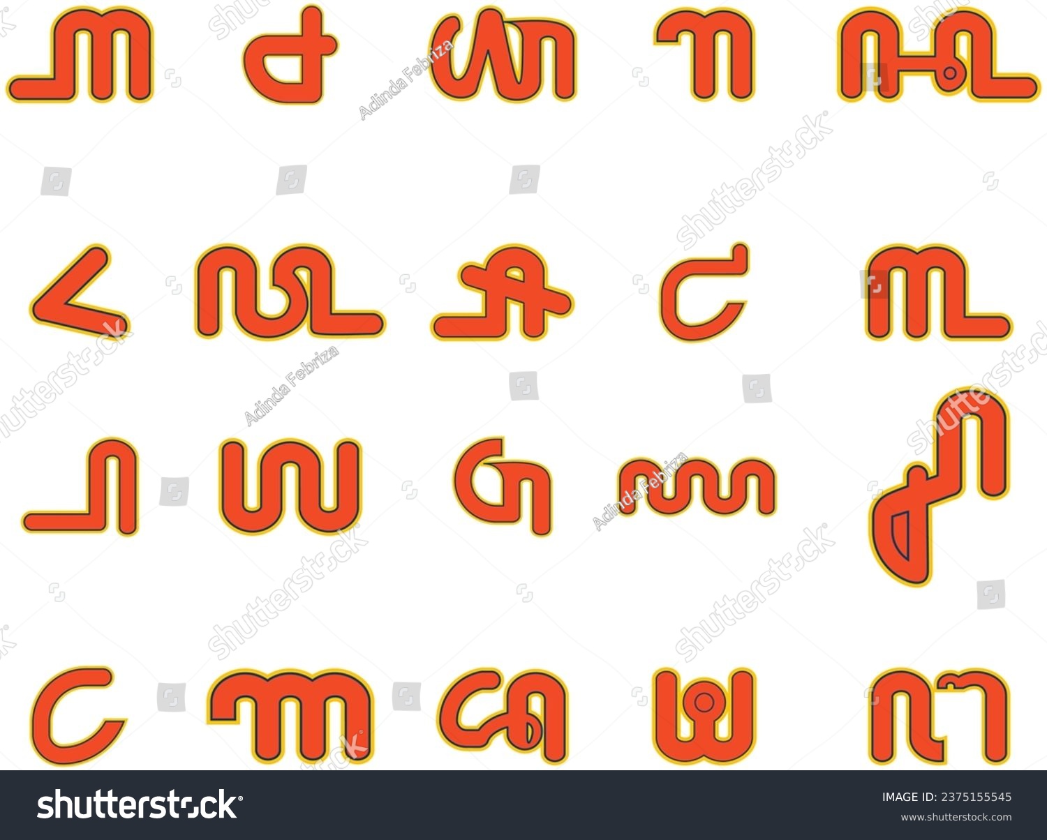 SVG of Traditional Javanese Font.Aksara Jawa Hanacaraka with Cute Style svg