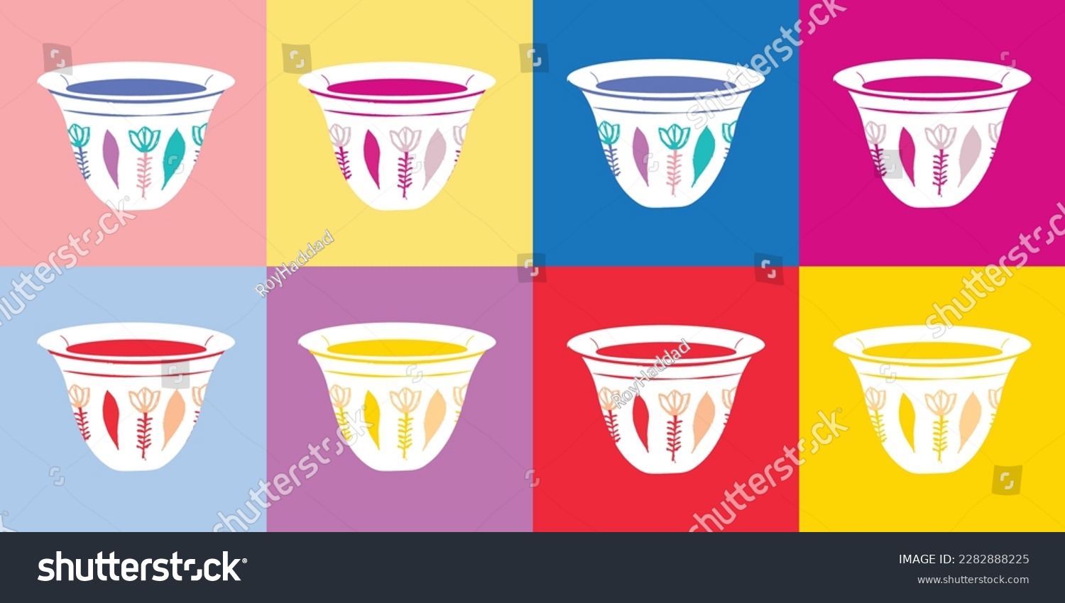 SVG of Traditional Lebanese Coffee Cup Pop Art Colorful Illustration Sketch svg
