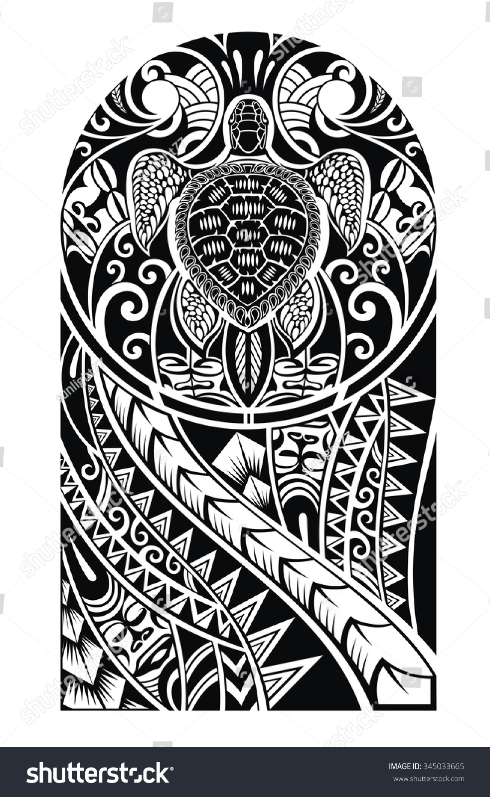 Traditional Maori Tattoo Design Turtle Stock Vector ...