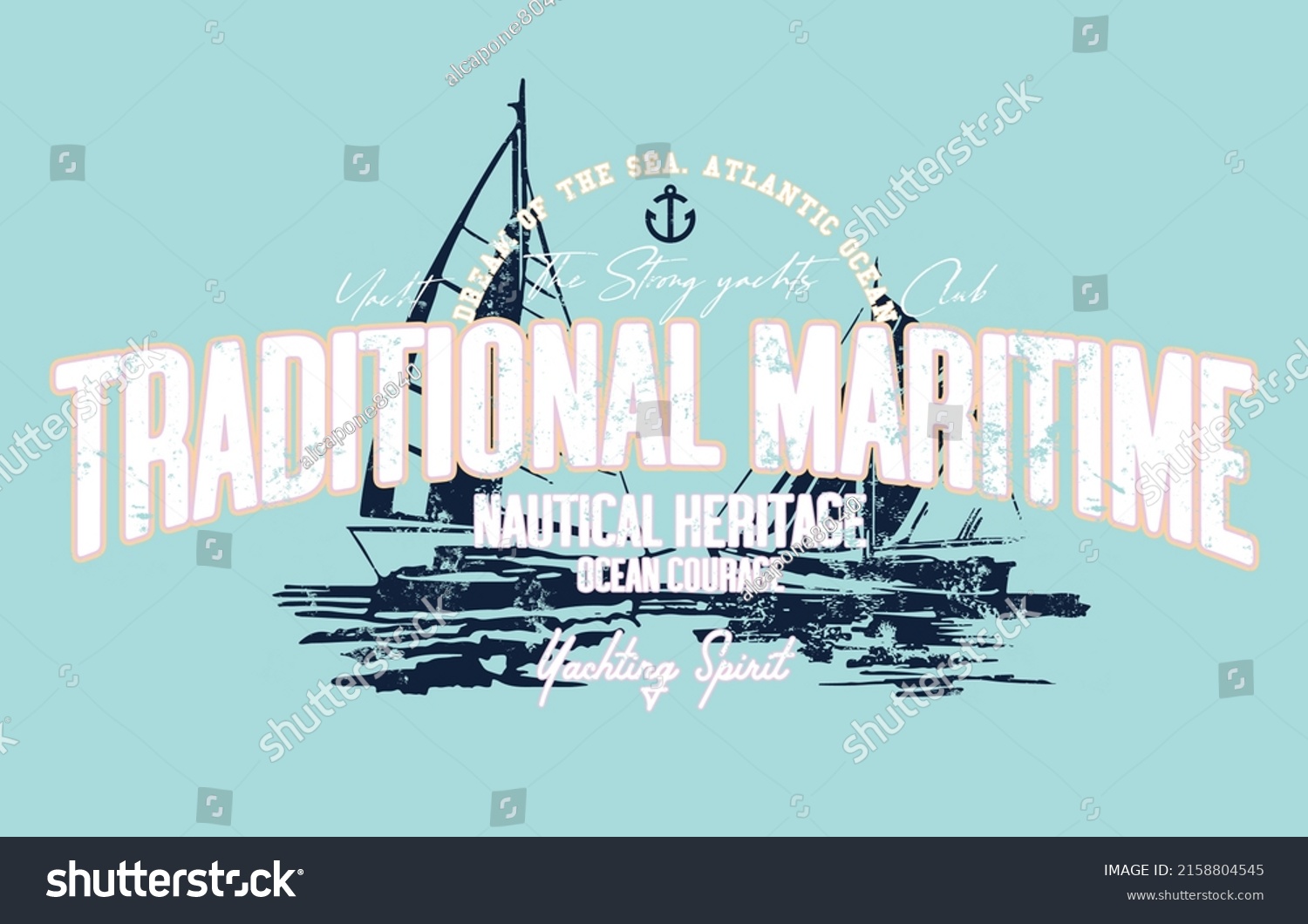 Traditional Maritime Slogan T Shirt Template Stock Vector (Royalty Free ...