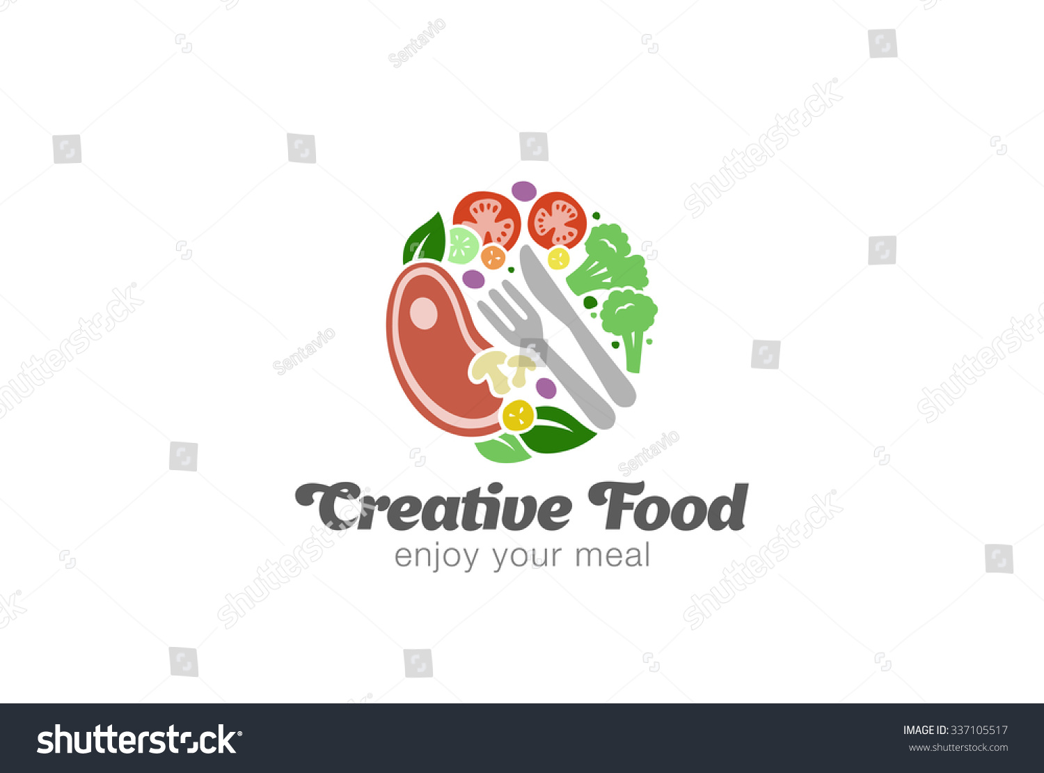 Traditional Meat And Vegetables On Plate Logo Design Vector Template ...