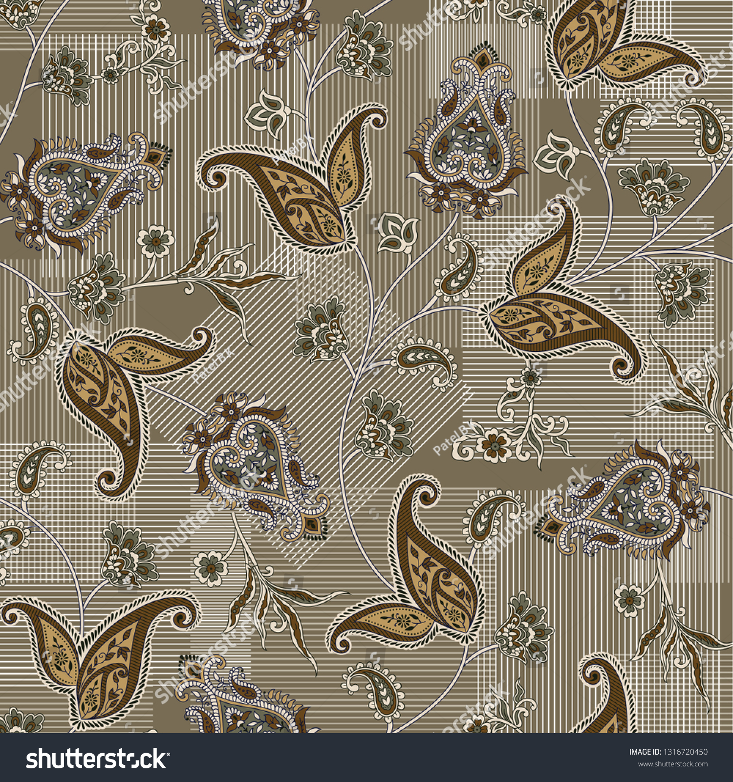 Traditional Paisley Batik Pattern On Muster Stock Vector Royalty Free 1316720450