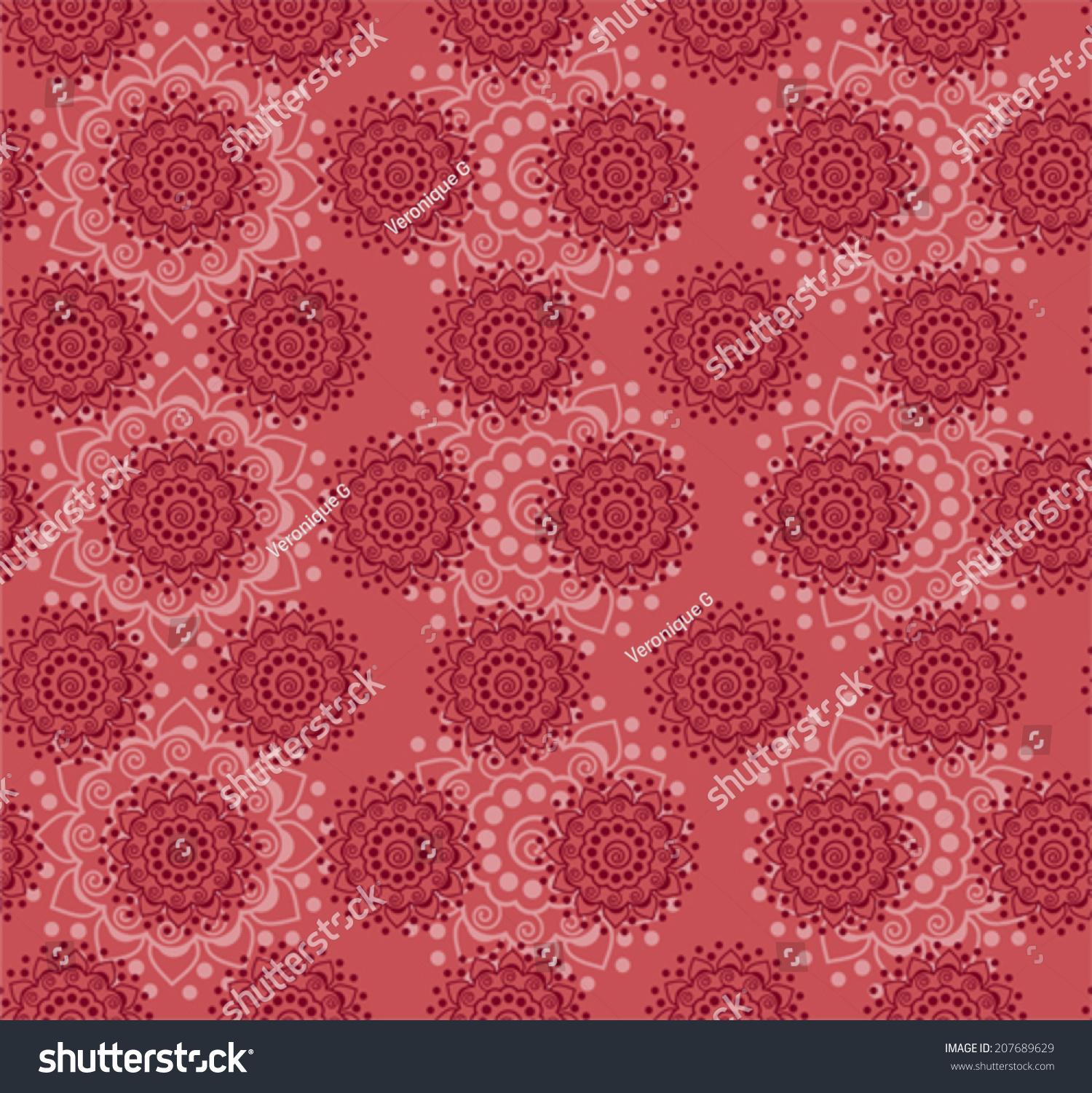 Traditional Pink Henna Mandala Design Seamless Wallpaper Stock Vector ...