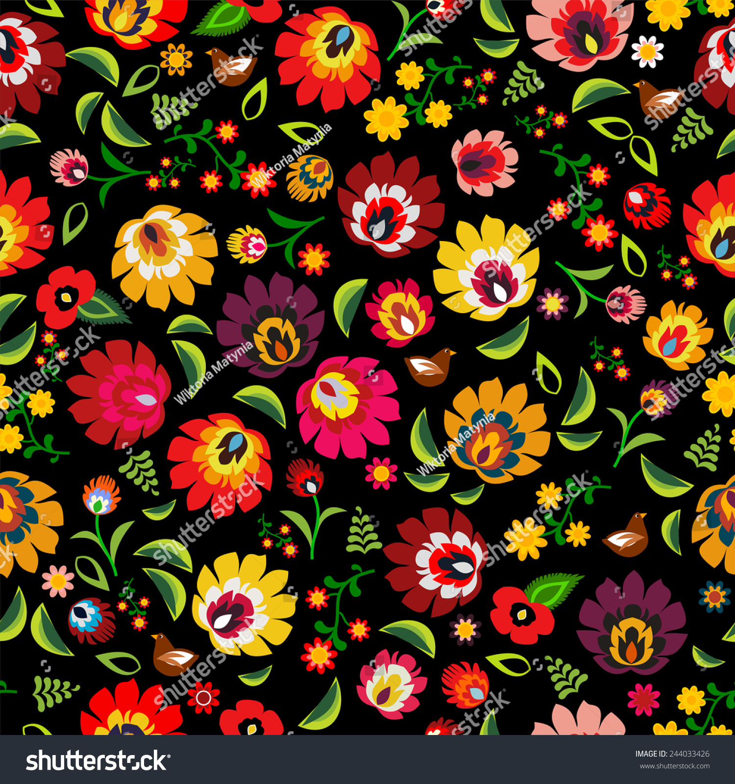 Traditional Polish Folk Floral Pattern Vector Stock Vector ...