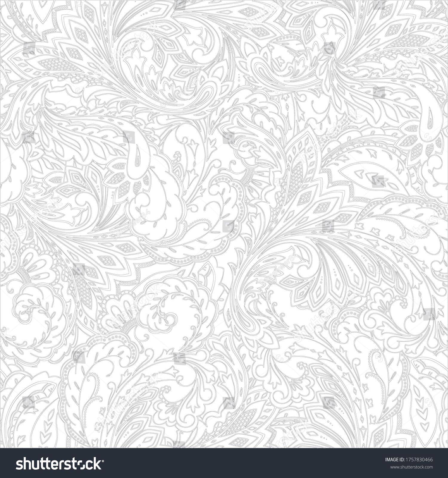 Traditional Seamless Monochrome Paisley Pattern Paisley Stock Vector ...