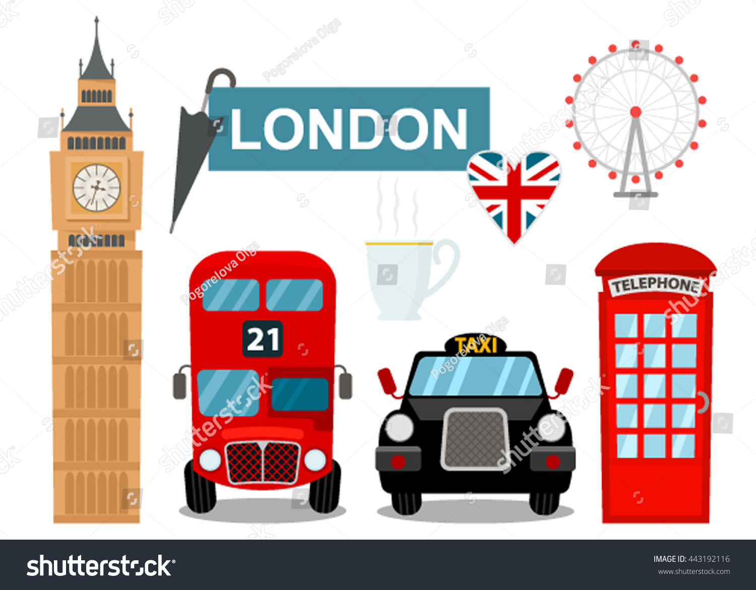 Símbolos Tradicionales De Inglaterra Conjunto De Vector De Stock Libre De Regalías 443192116 3644