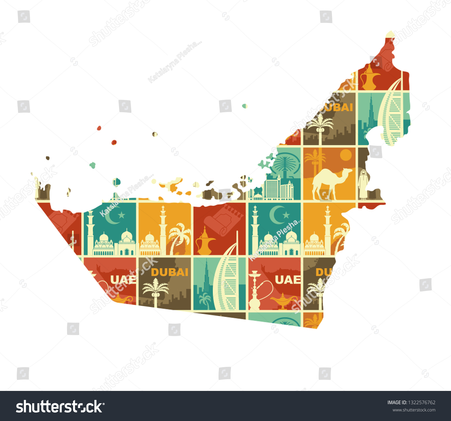 Traditional Symbols United Arab Emirates Set Stock Vector (Royalty Free ...