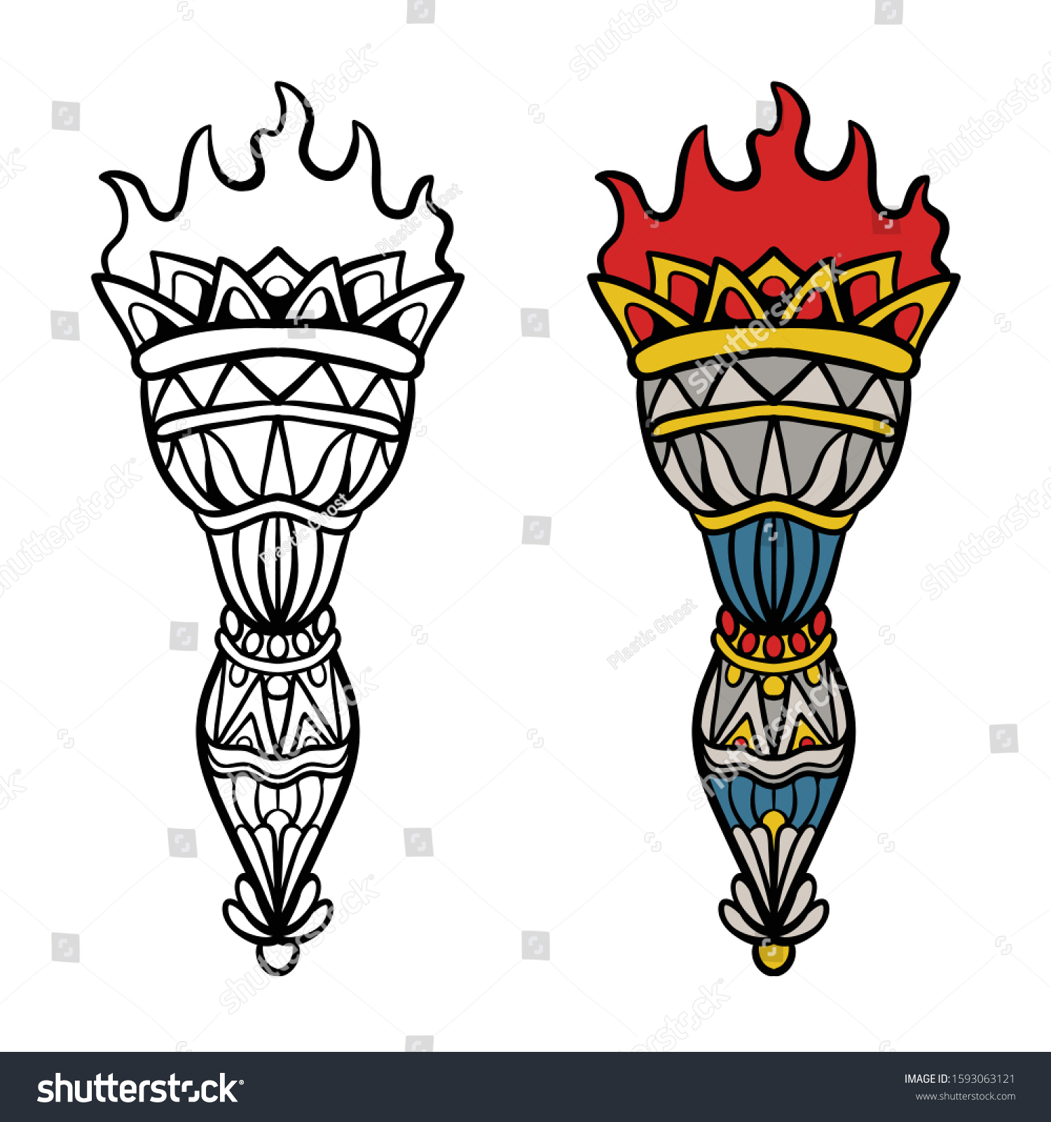 Traditional Tattoo Design Torch Simple Old Stock Vector Royalty Free 1593063121