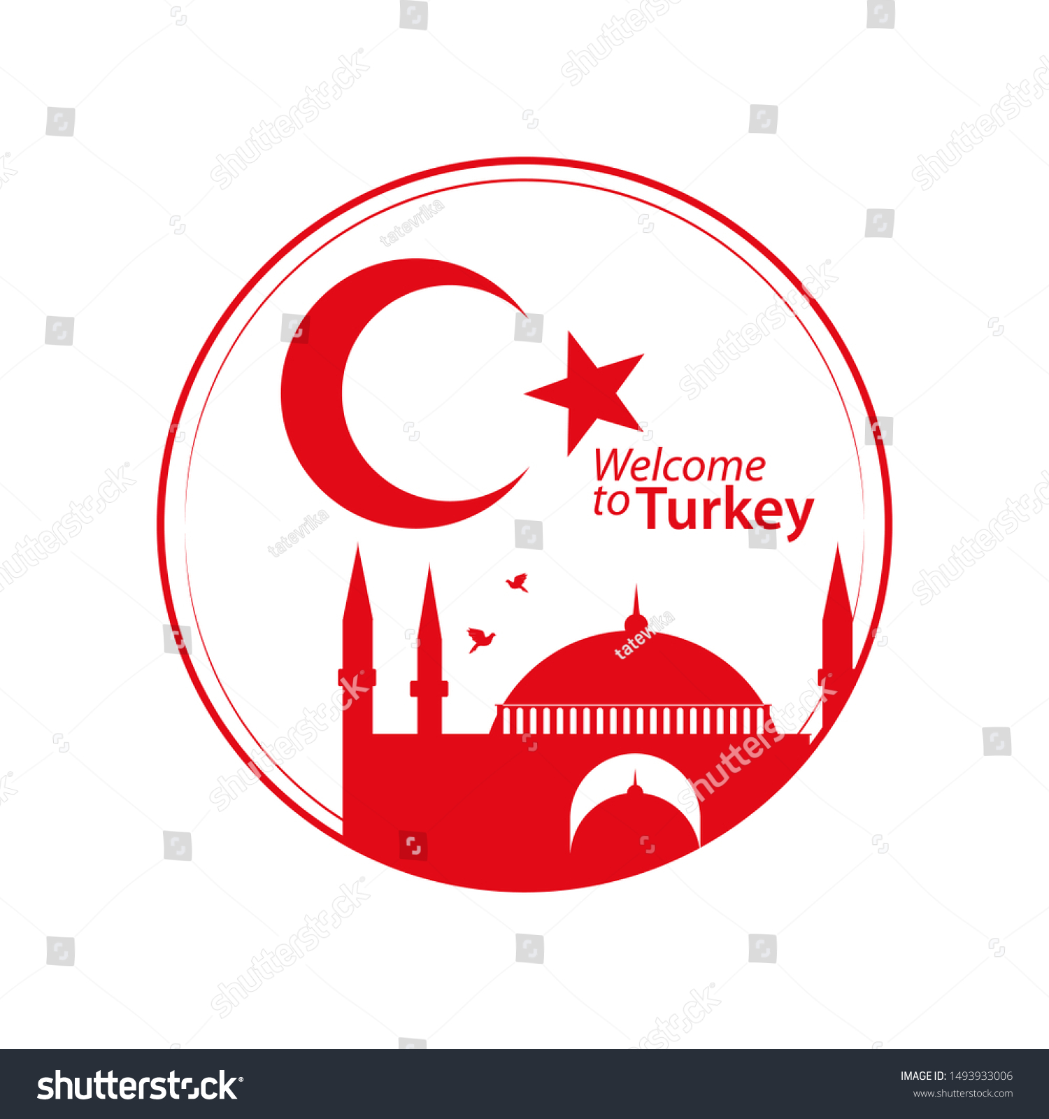 Traditional Turkey Symbols Red Crescent Moon Stock Vector (Royalty Free ...