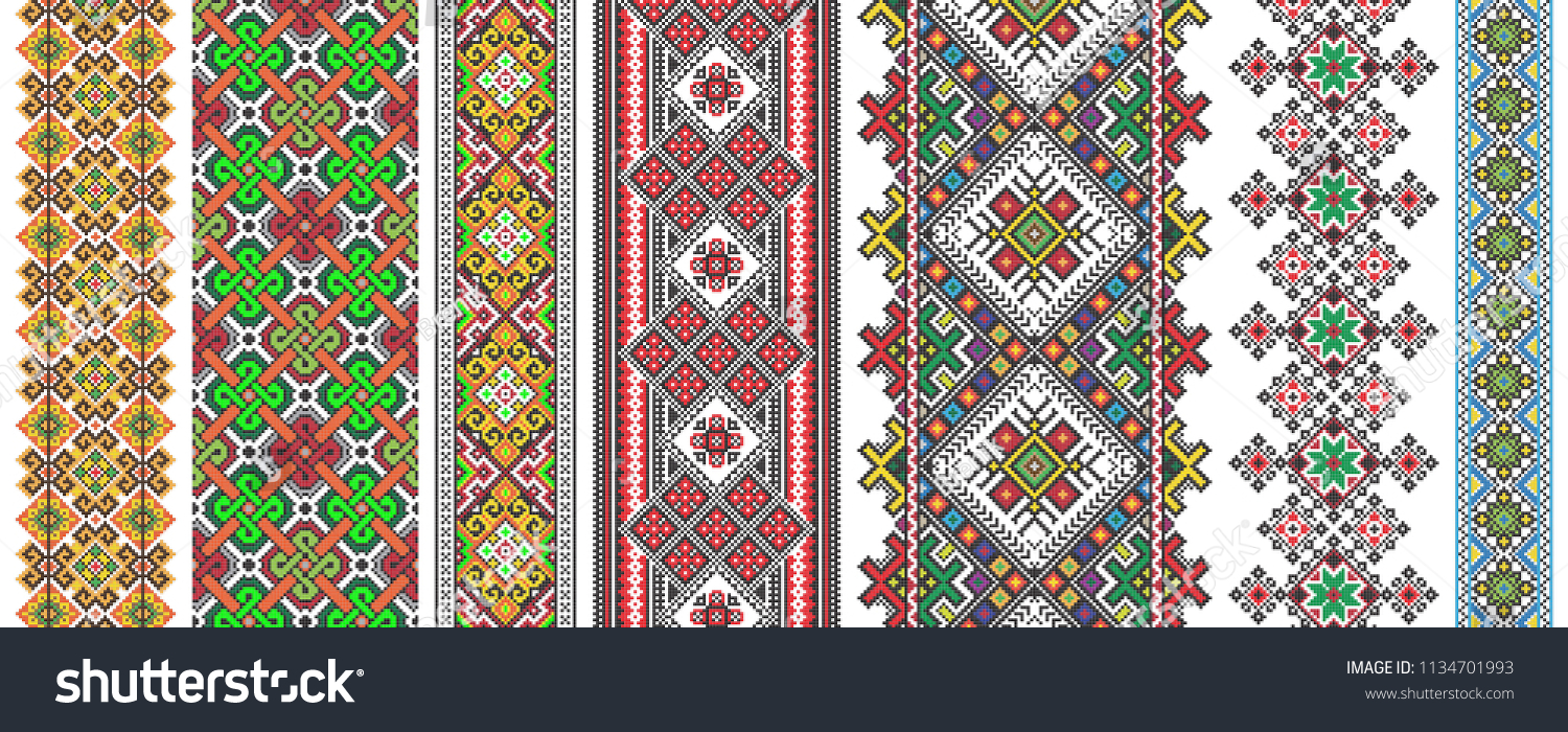 SVG of Traditional Ukrainian folk art knitted embroidery pattern.  svg