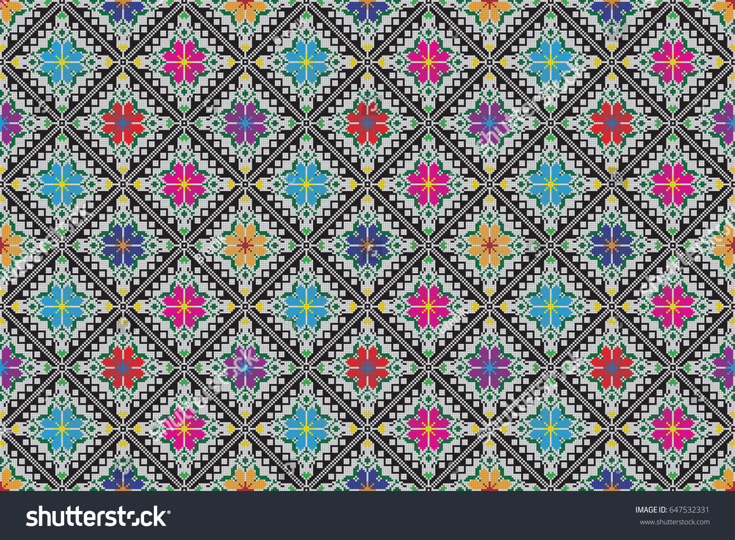 SVG of Traditional Ukrainian folk art knitted embroidery pattern.  svg