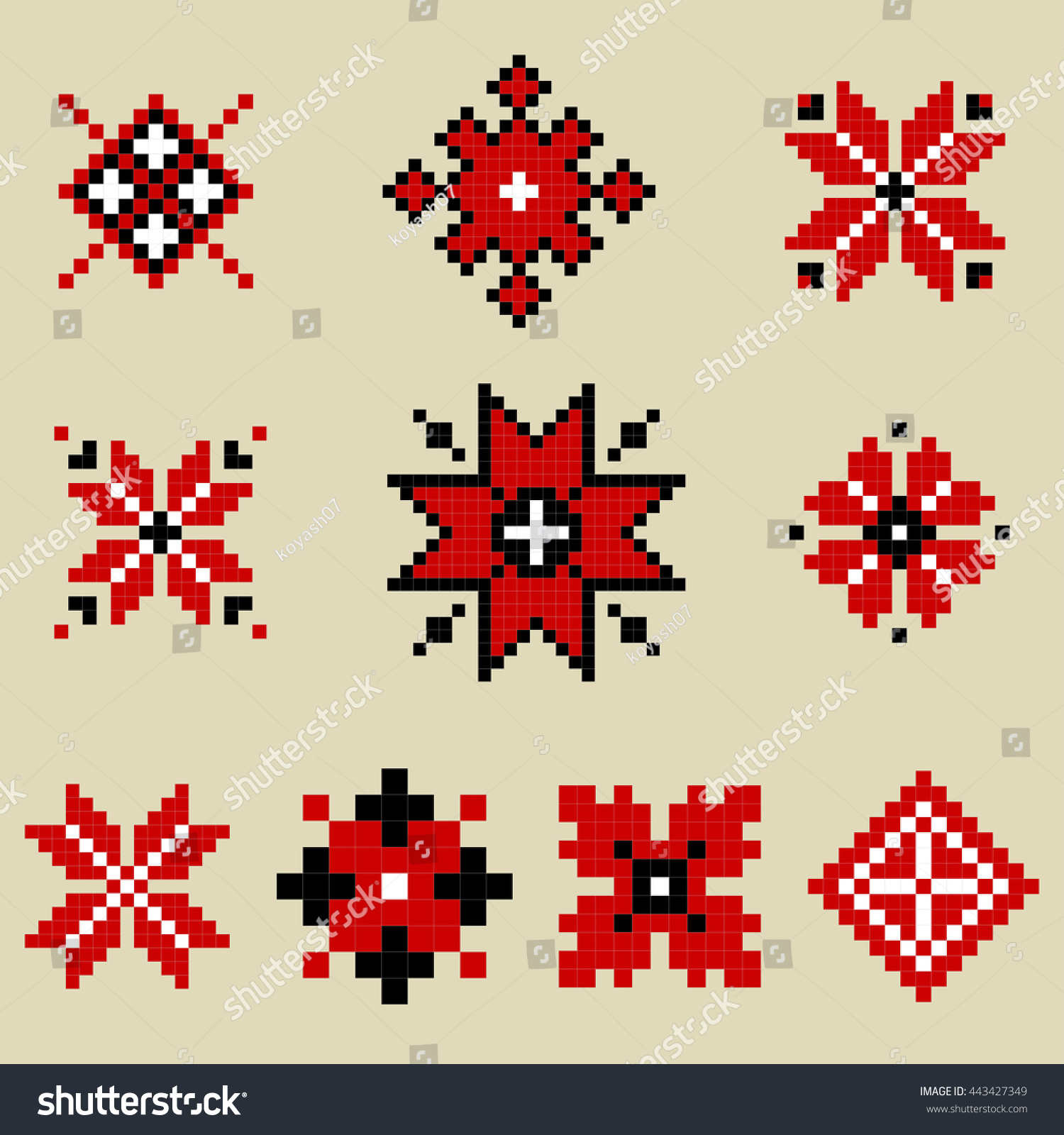 SVG of Traditional Ukrainian Ornament Elements Set svg