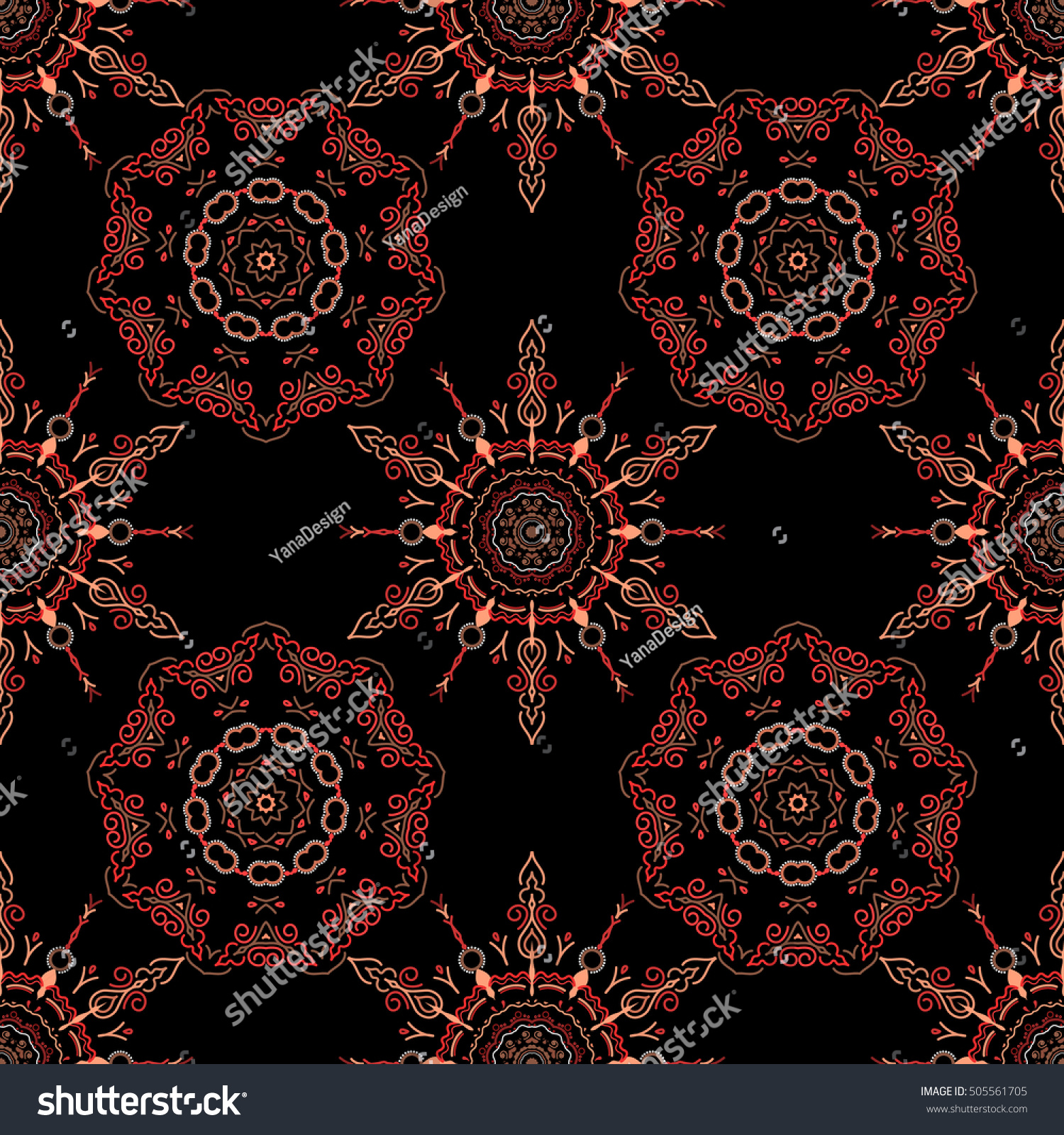 Traditional Vector Gothic Damask Background Red Stock Vector (Royalty ...