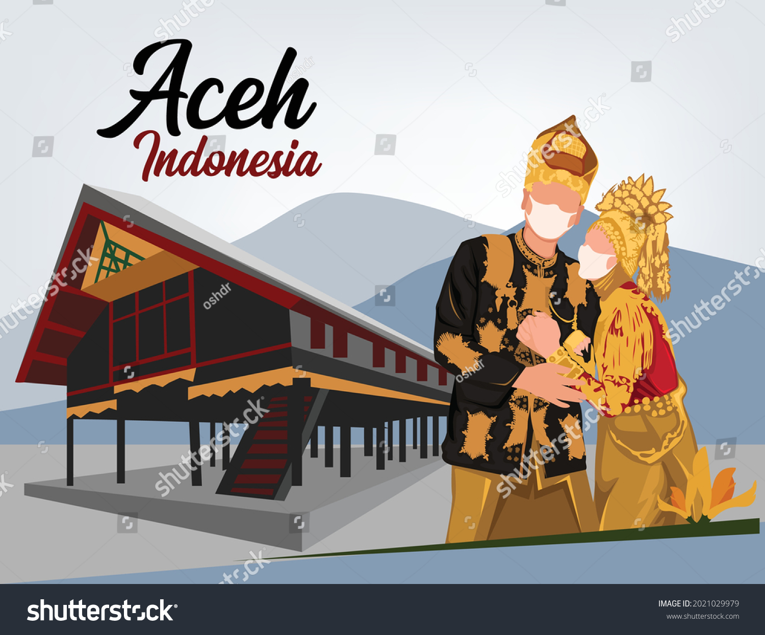 SVG of Traditional wedding dress from Aceh province, Indonesia.  svg